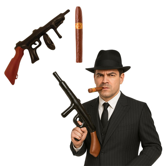 1920s Gangster Accessory Set - Inflatable Tommy and Machine Gun