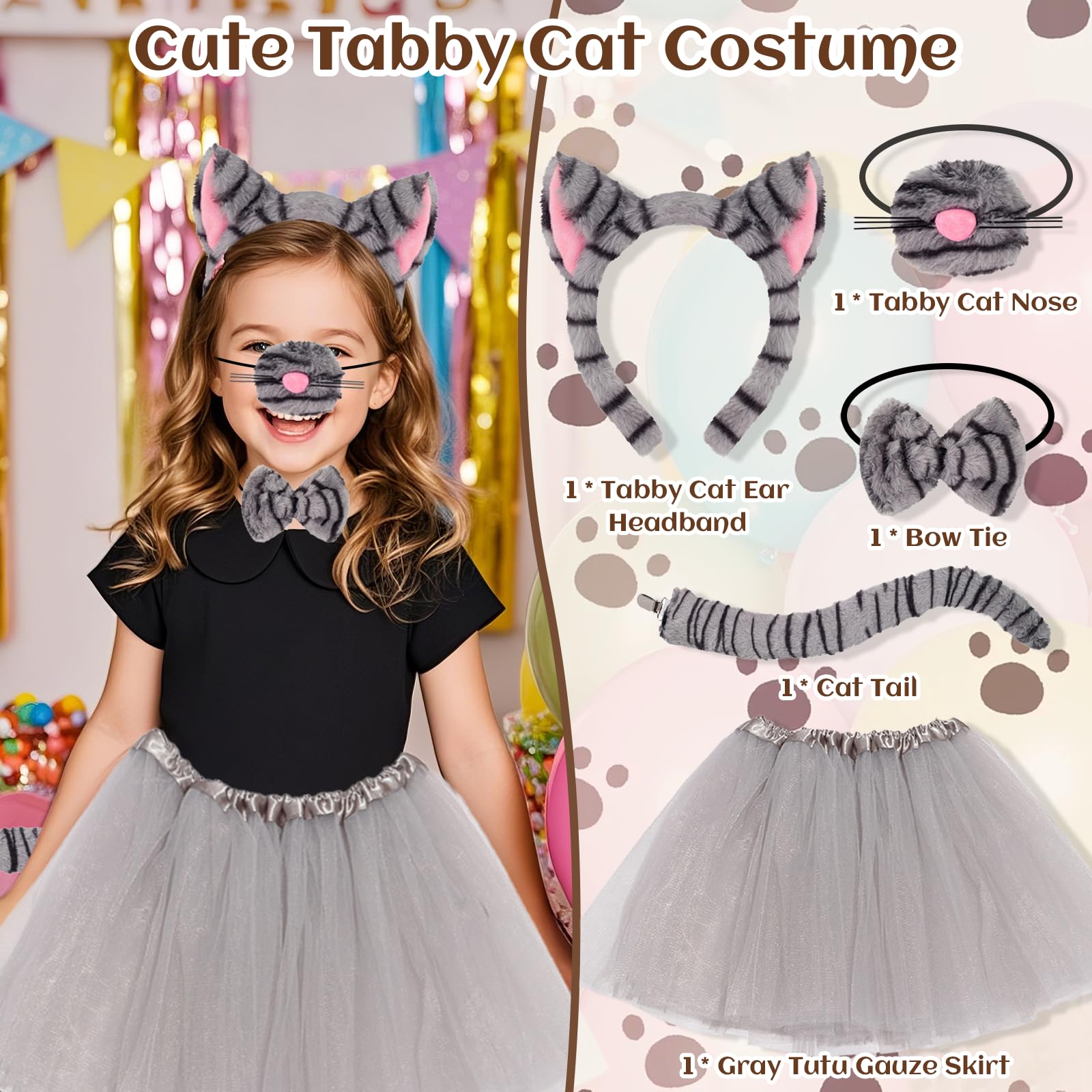 Tabby Cat Costume Accessories for Girls - Grey Cat Costume (image 4)