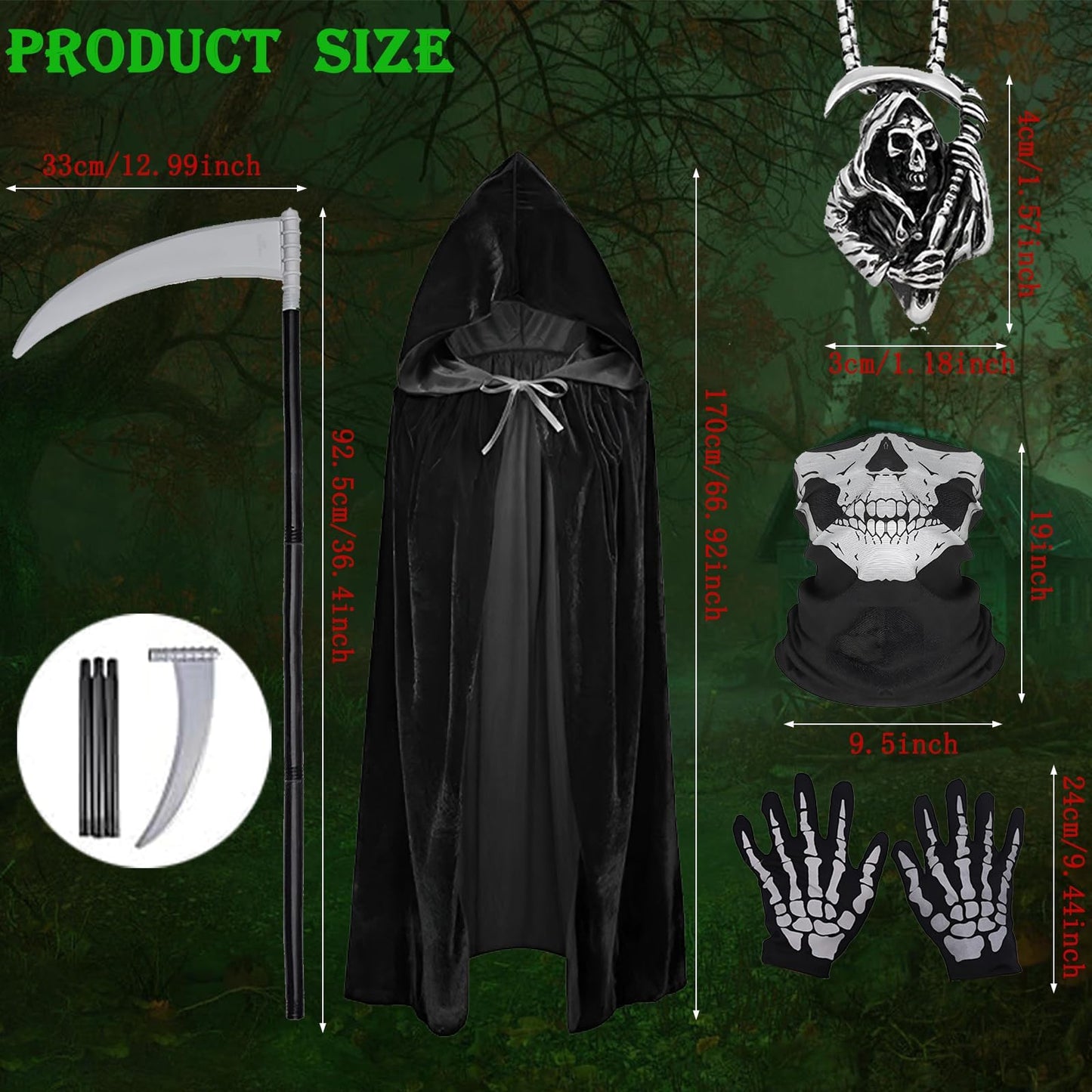 Grim Reaper Costume - Grim Reaper Cloak - Halloween Costumes Black