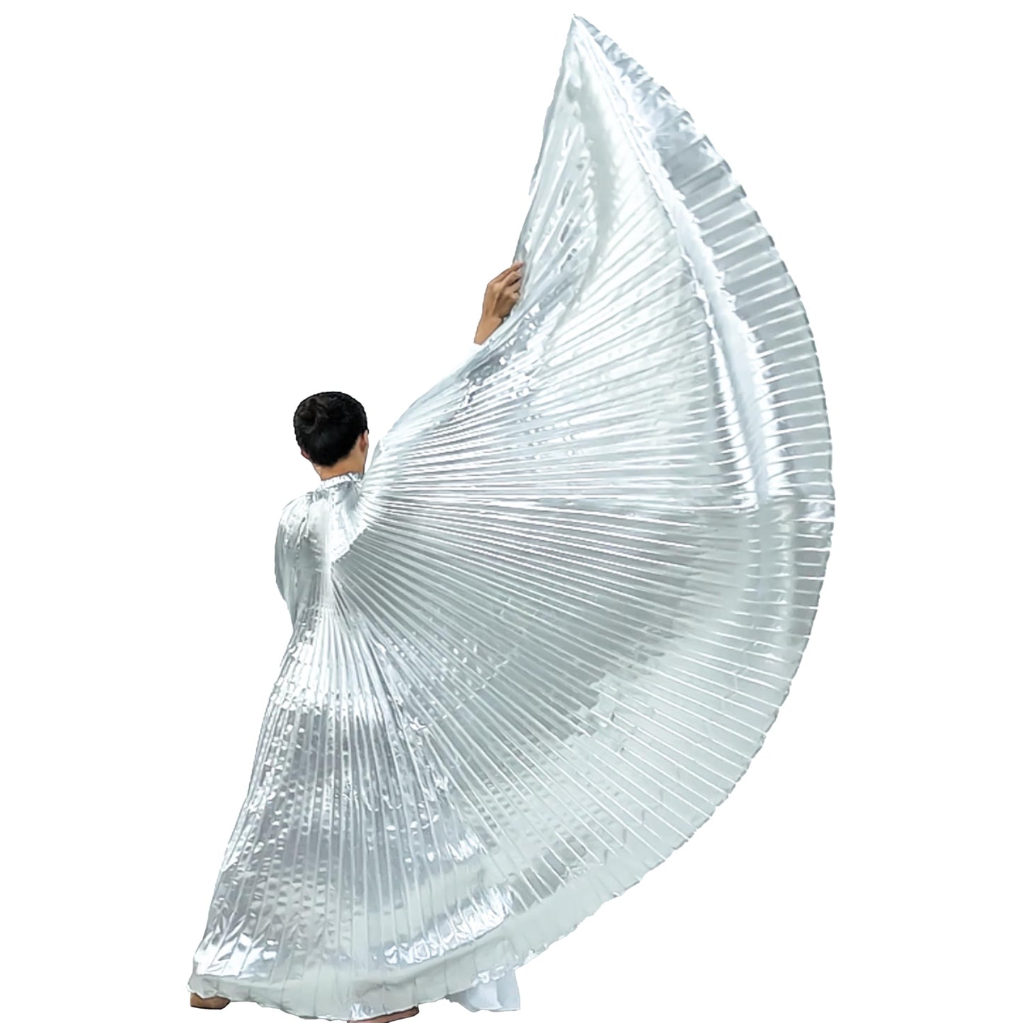 Women's 2 Sticks & Belly Dance Costume Angle Isis Wings (silver)