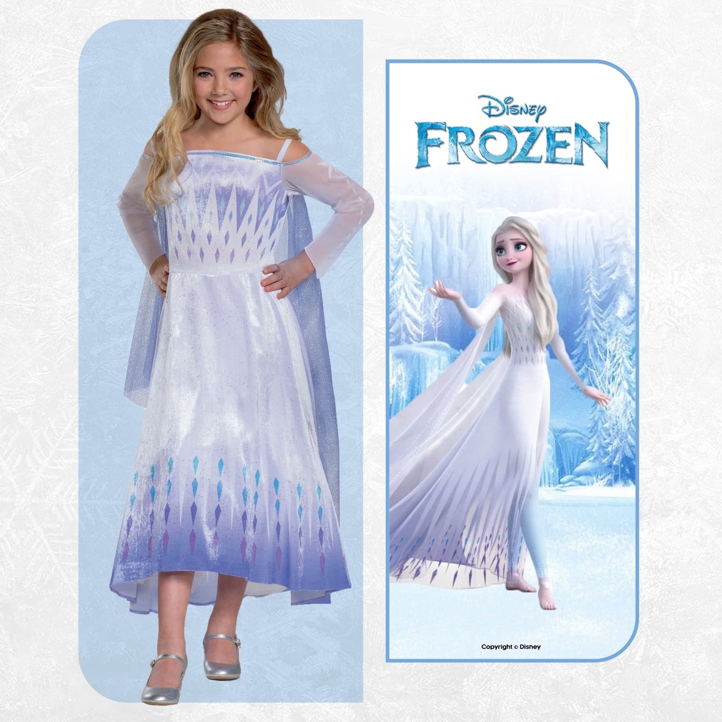 Disney Official Deluxe Elsa Snow Queen Costume, Frozen 2 Costume Kids Size S