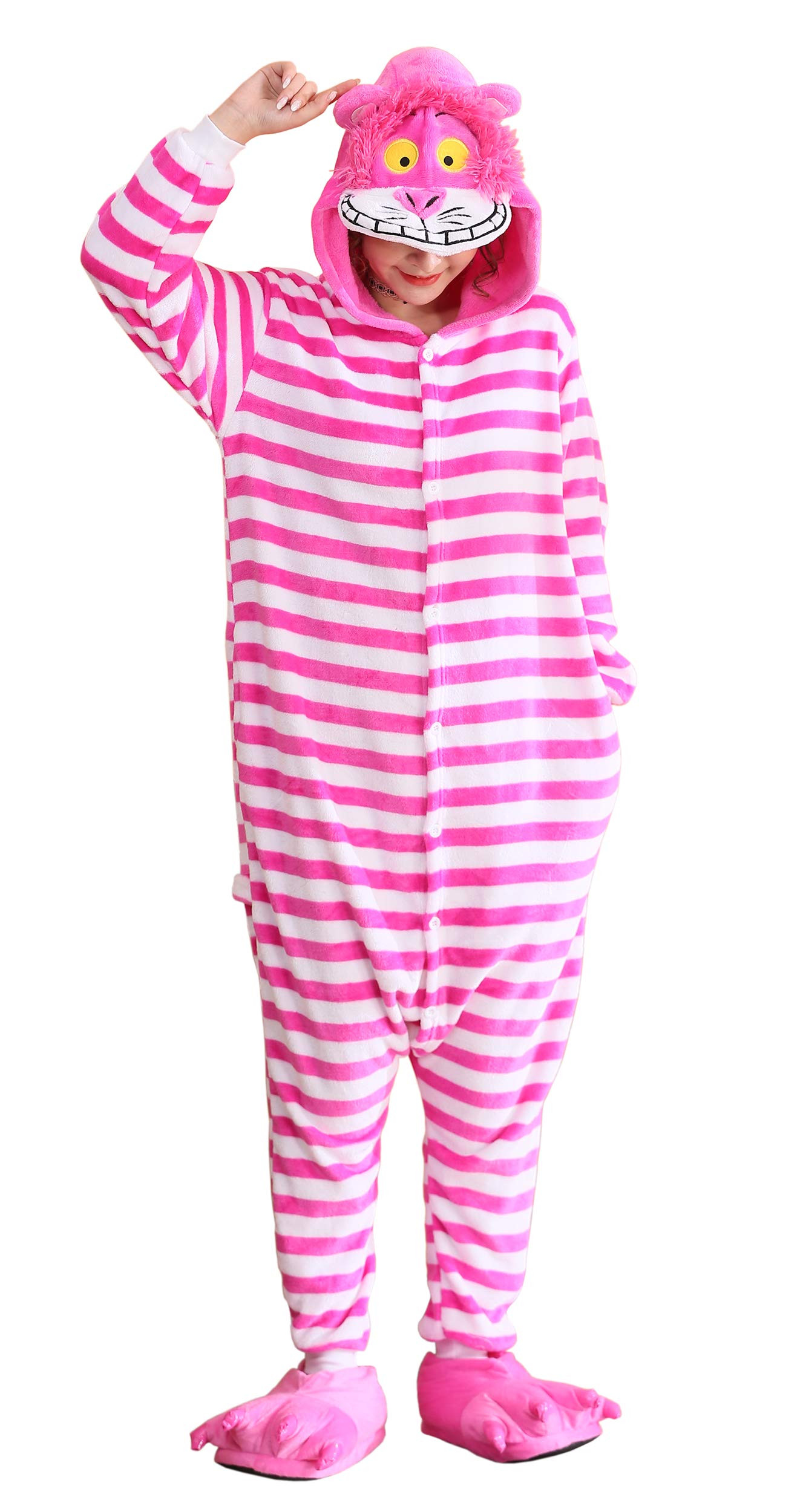 FunnyCos Adult Onesie Animal Pajamas Unisex Halloween Cosplay Costume Loungewear Cheshire Cat L