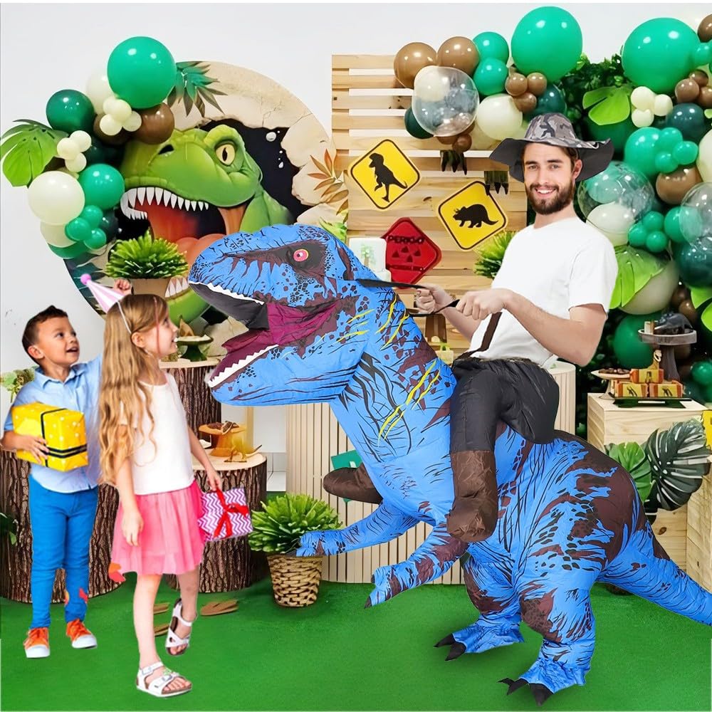 Rafalacy Inflatable Dinosaur Costume for Adult Blow up Ride-on T-rex Costume Funny Halloween Party Costume Dino Party Fancy Dress