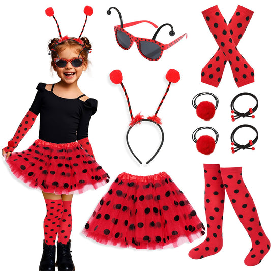 Ladybird costume for girls with spotty tutu and accessories