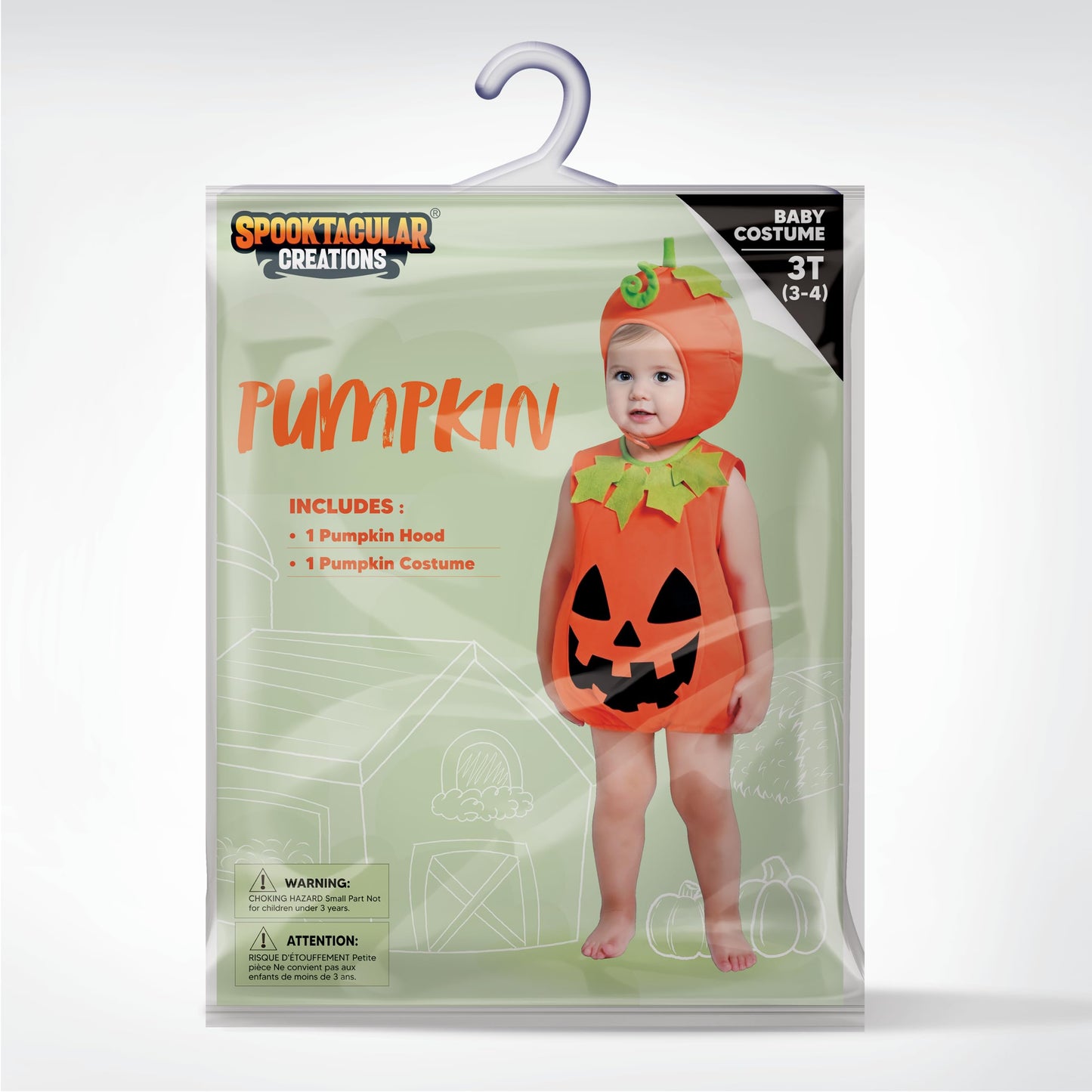 Spooktacular Creations Baby Pumpkin Costume, Cute Pumpkin Outfit, Orange Sleeveless Halloween Costume for Dress Up Party (3T (3-4 yrs))