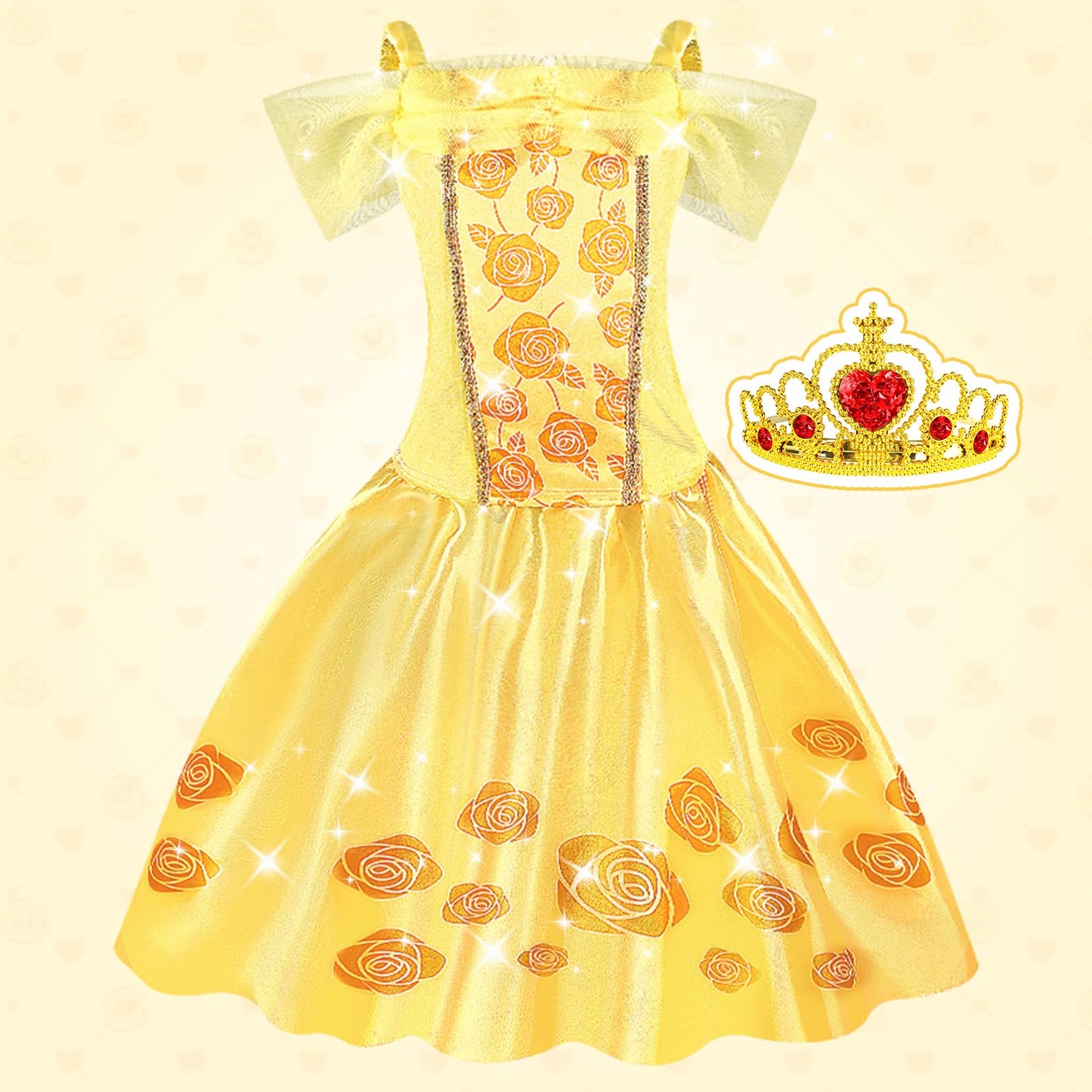 Dreamon Princess Costumes for Girls 5 Sets Princess Dress Up for Kids Fancy Dress Toddler Clothes for 3 4 5 6 Years Old Girls Christmas Birthday Carnival Gifts