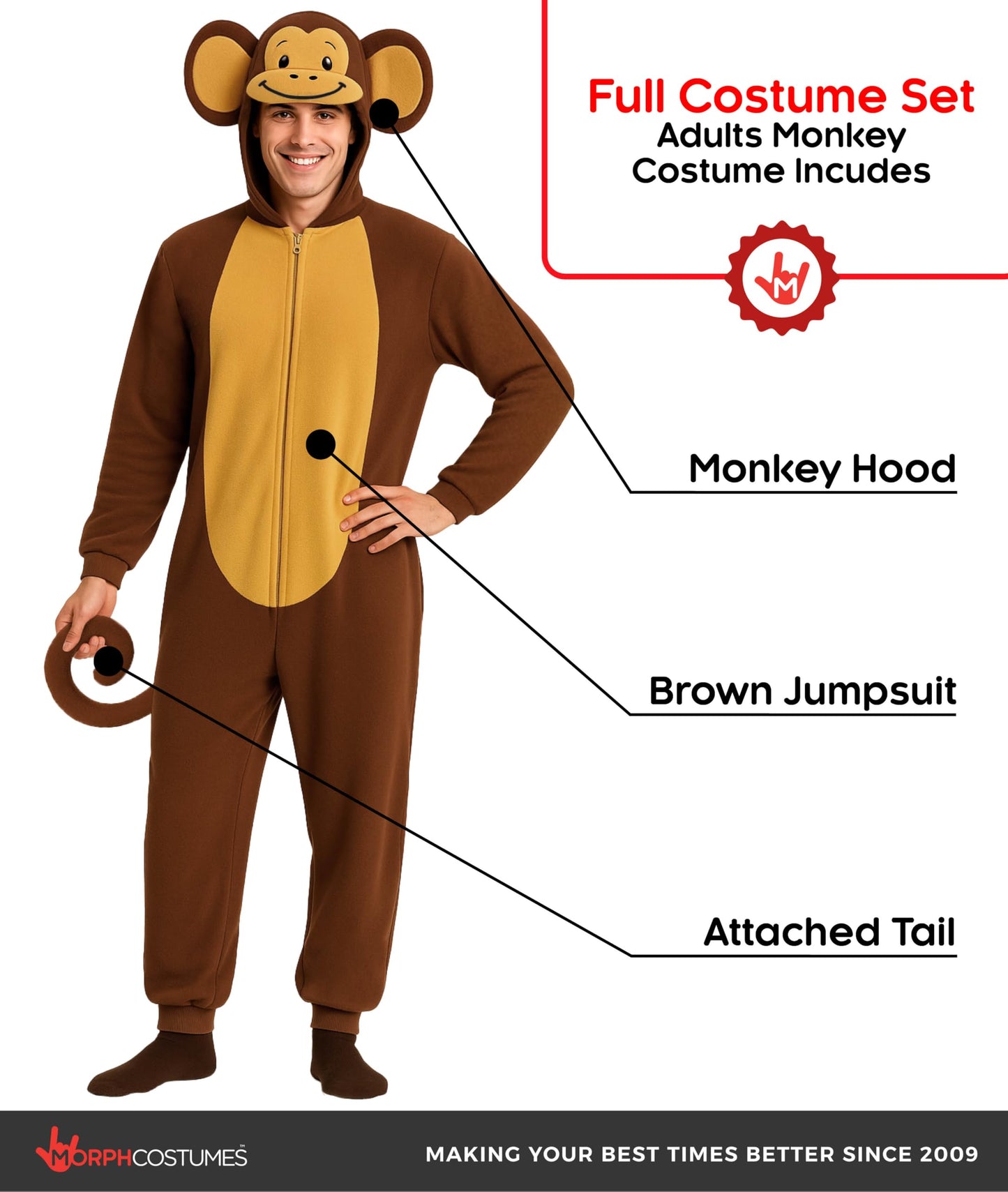 Monkey Costume Adult - Monkey Jumpsuit Adults - Animal Jumpsuit