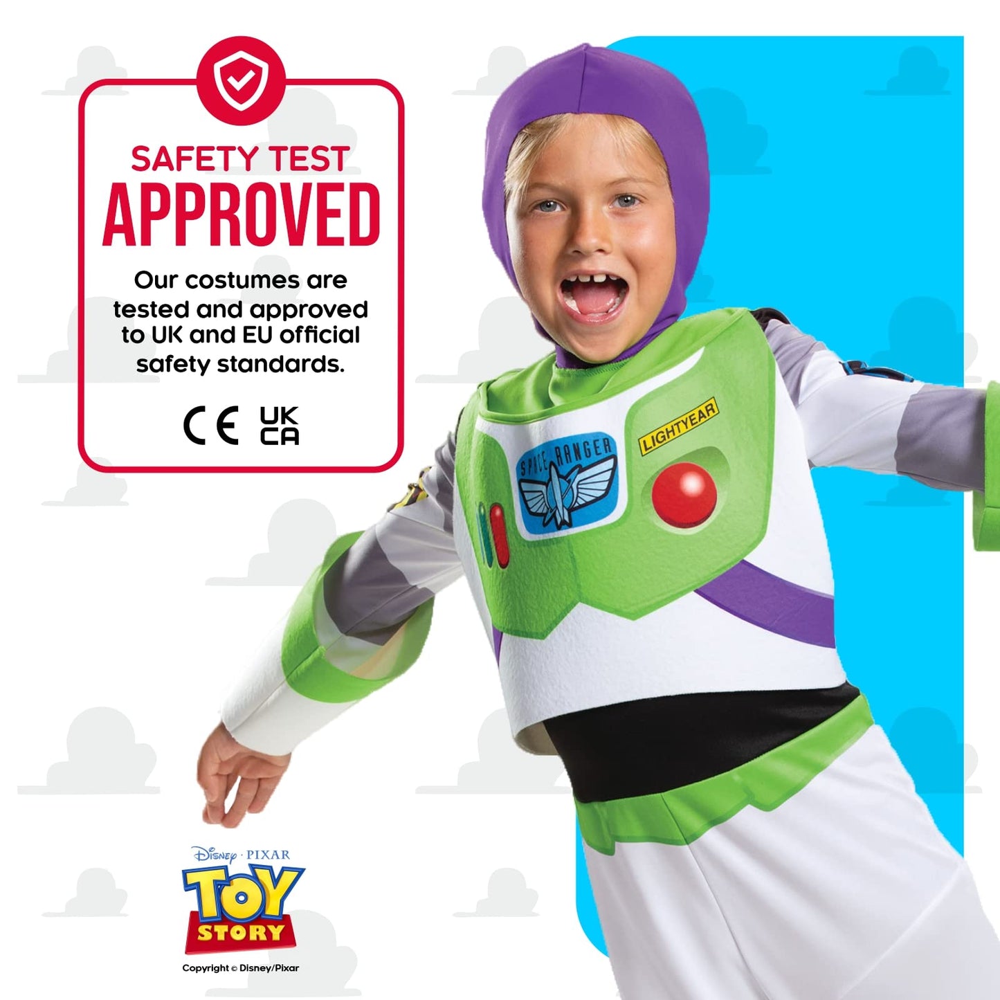 Disney Official Deluxe Buzz Lightyear Costume Kids, Buzz Lightyear Dress Up Onesie, Toy Story Dress Up Costume Fancy Dress, Costumes for Boys M