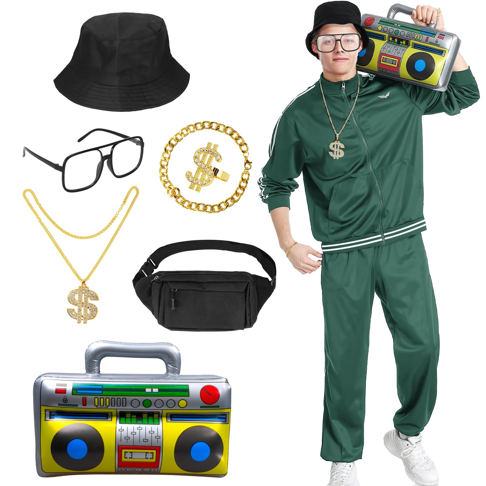 80s 90s Fancy Dress Men & Women - Retro Shell Suit Tracksuit