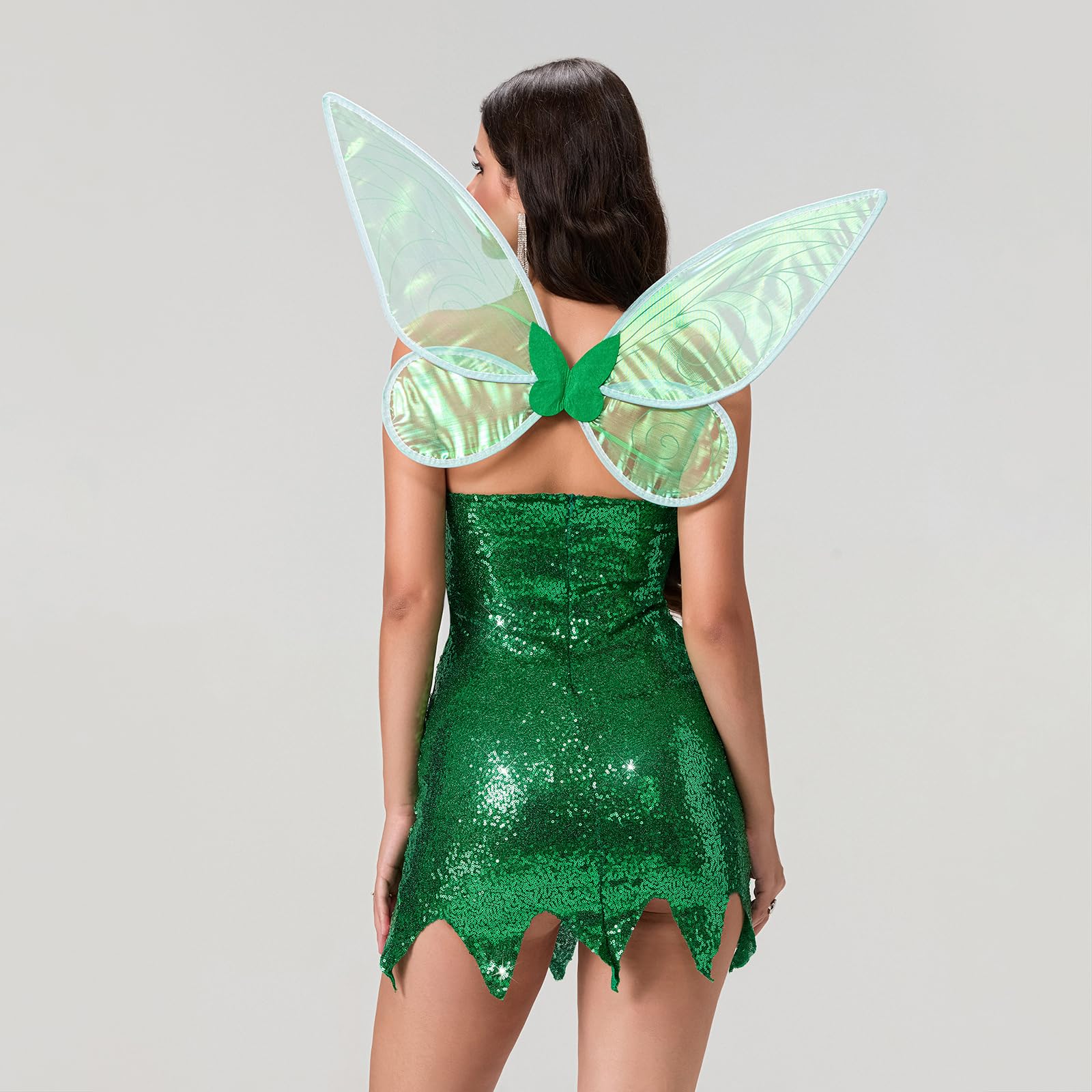 Women's Fairy Costume with Wings Halloween Christmas Forest Mini (image 5)