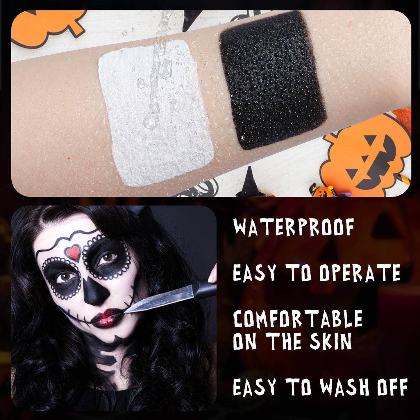 White Black Face Paint Makeup Halloween 100g, Halloween Make Up Kit Adults, Halloween Face Paints Kit, Skeleton Zombie Clown Makeup Halloween, Body Paint for Fancy Dress, Festivals
