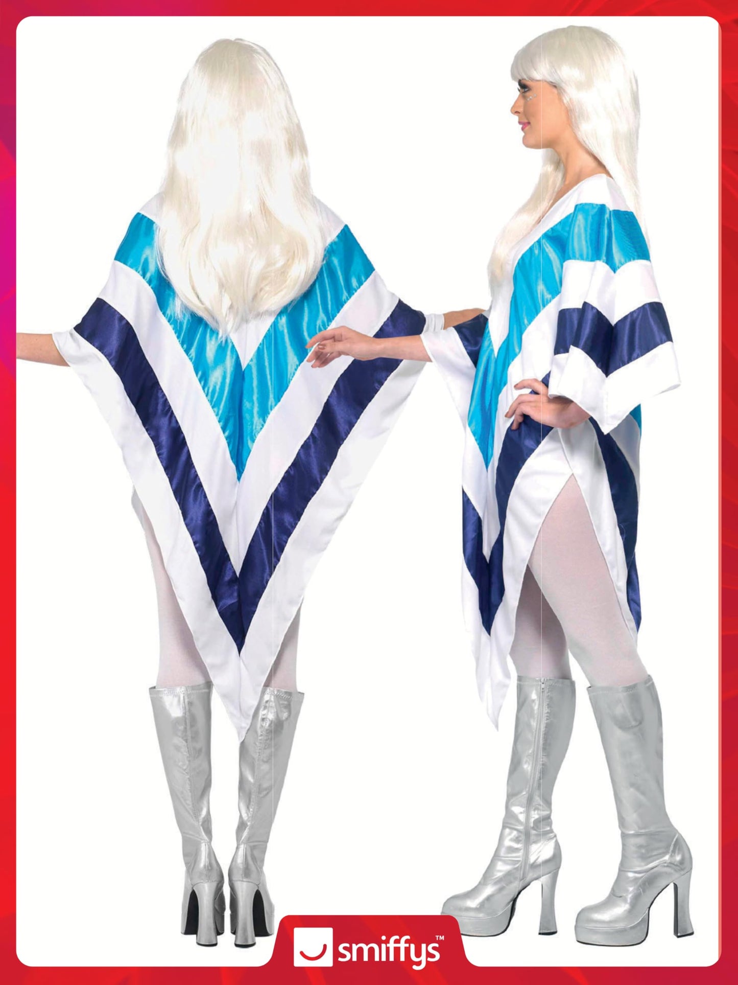 Super Trooper Poncho - White - 1970's Disco Fancy Dress - Adult (image 4)