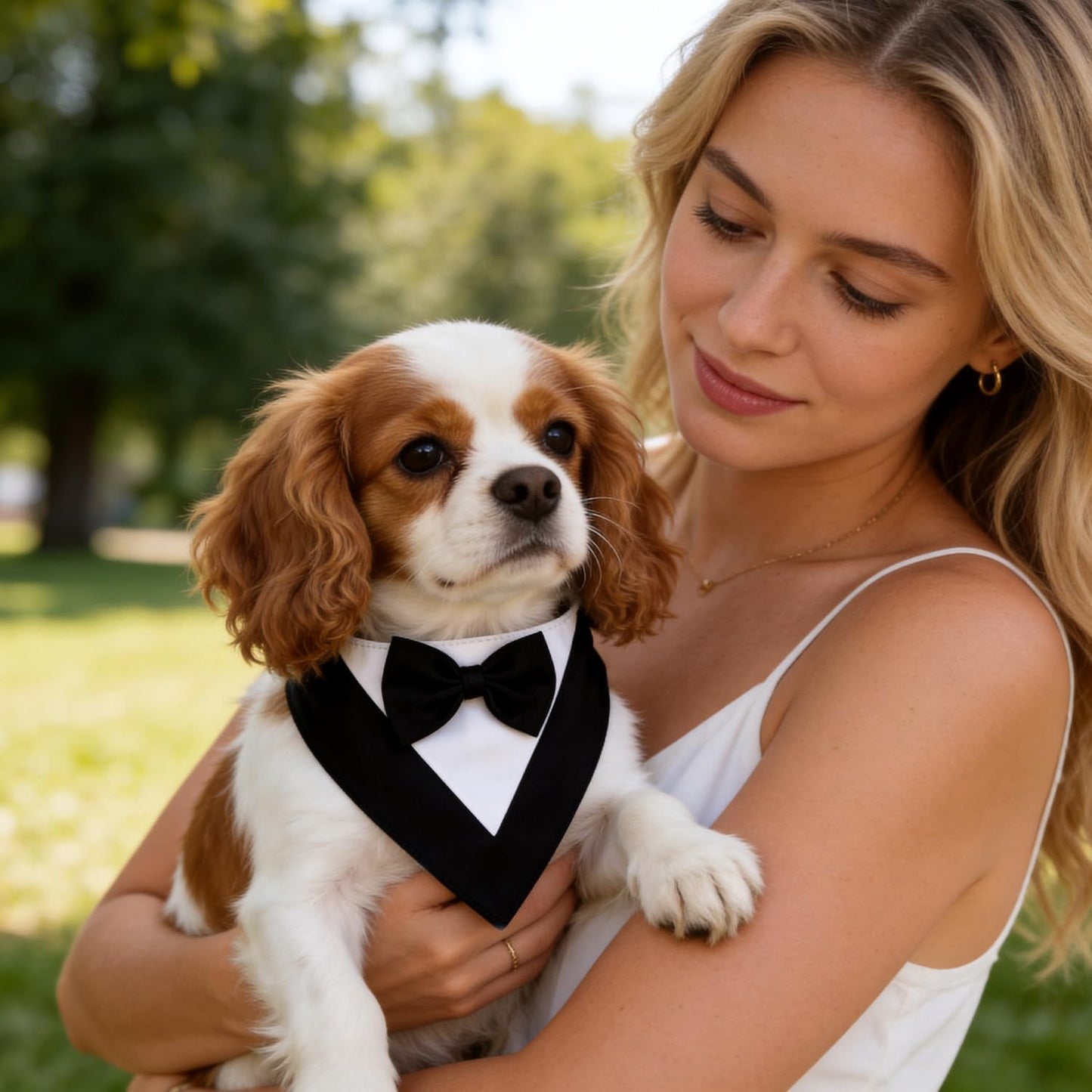 Dog Tuxedo Bandana with Bow Tie - Adjustable Formal Pet Outfit