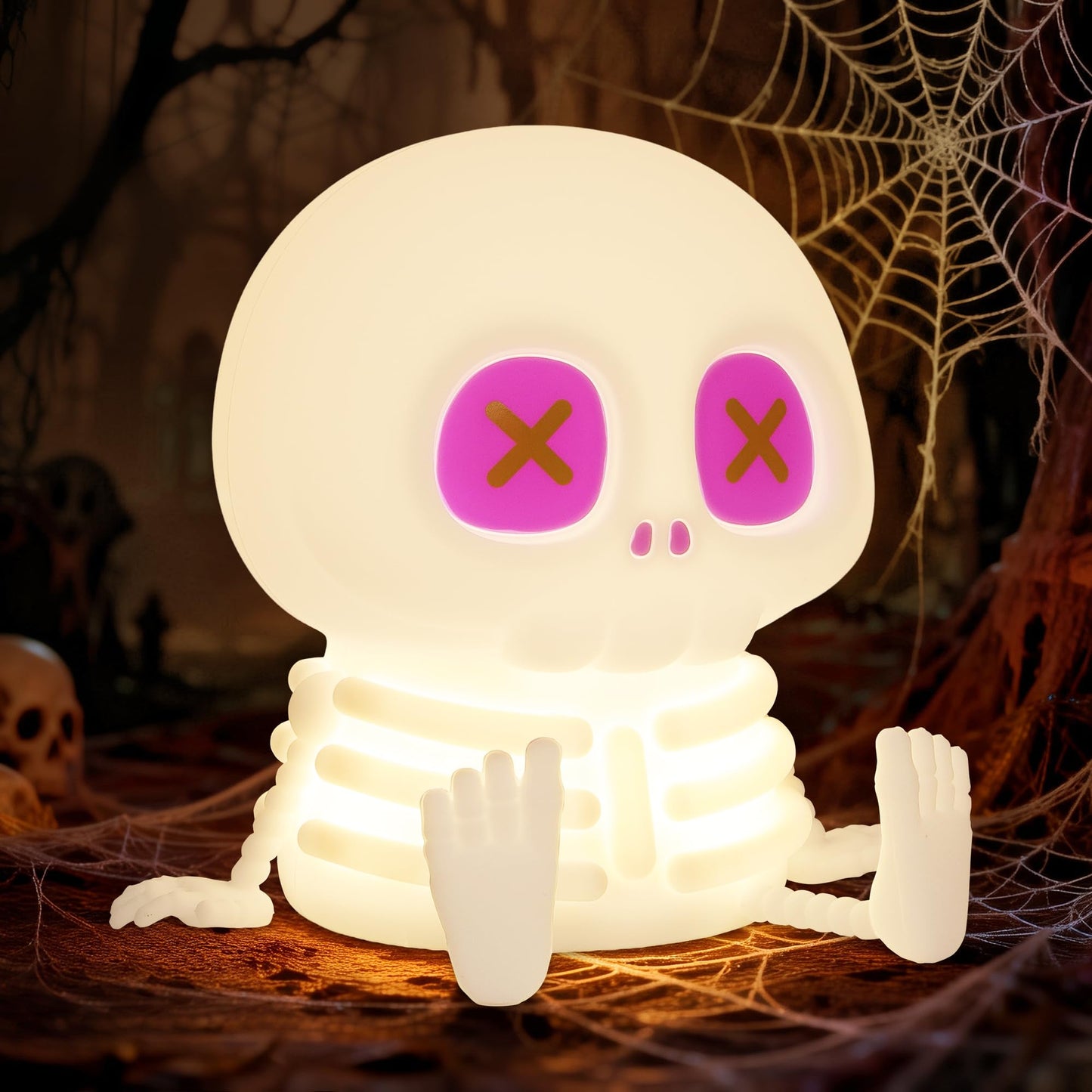 CoolGift Mart Skull Night Light, Silicone Touch Control Lamp. USB Rechargeable with Timer & Brightness Adjustment, Creates Customizable Glow for Gaming Room, or Halloween Decor, a Great Gift for All