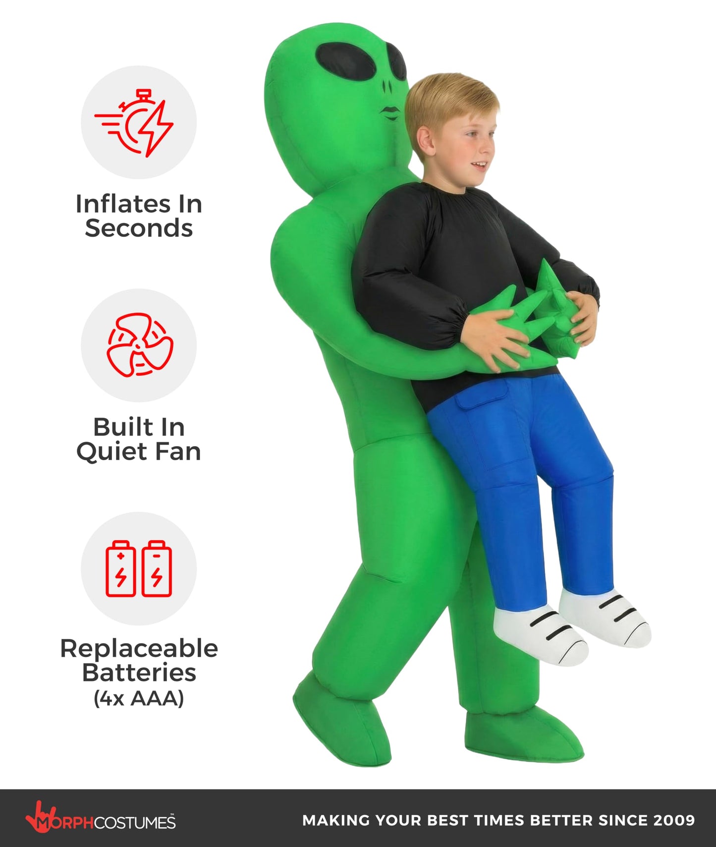 Morph Alien Costume Kids, Inflatable Alien Carrying Kid Costumes, Inflatable Costume for Kids, Halloween Costumes for Boys