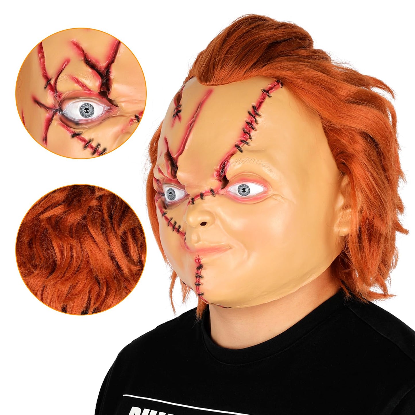 Infinity Gauntlet Chucky Mask Creepy Chucky Full Head Mask with Hair Scream Realistic Cosplay Mask Halloween Kills Mask for Adults