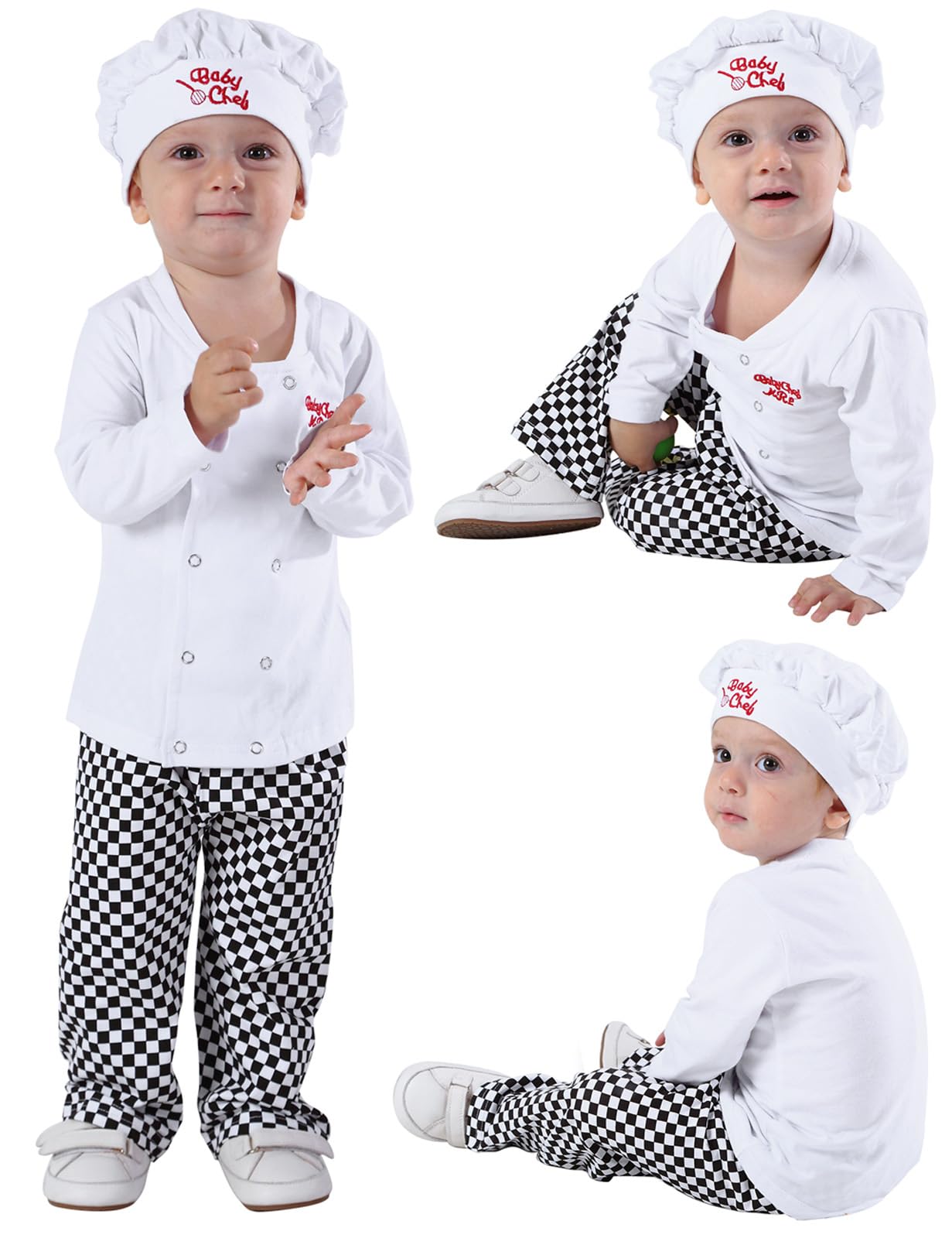 MOMBEBE COSLAND Baby Boys Chef Costumes Clothing Sets (12-18 Months, White)