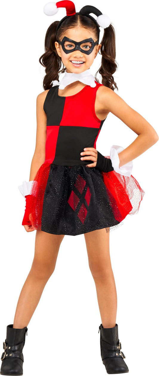 Rubies Official DC Villain Harley Quinn Child's Costume, Tutu Dress, Child's Size Medium Age 5-7 Years Halloween
