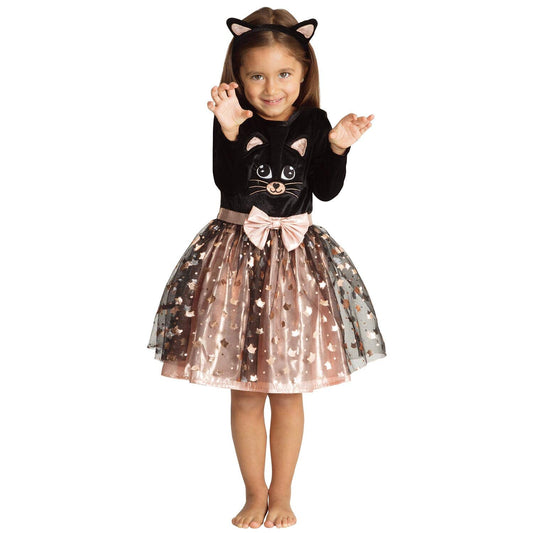Sincere Party Cat Halloween Costume for Girls Long Sleeve Quality Cat Fancy Dress with Tail and Headband for Toddler 5-6years