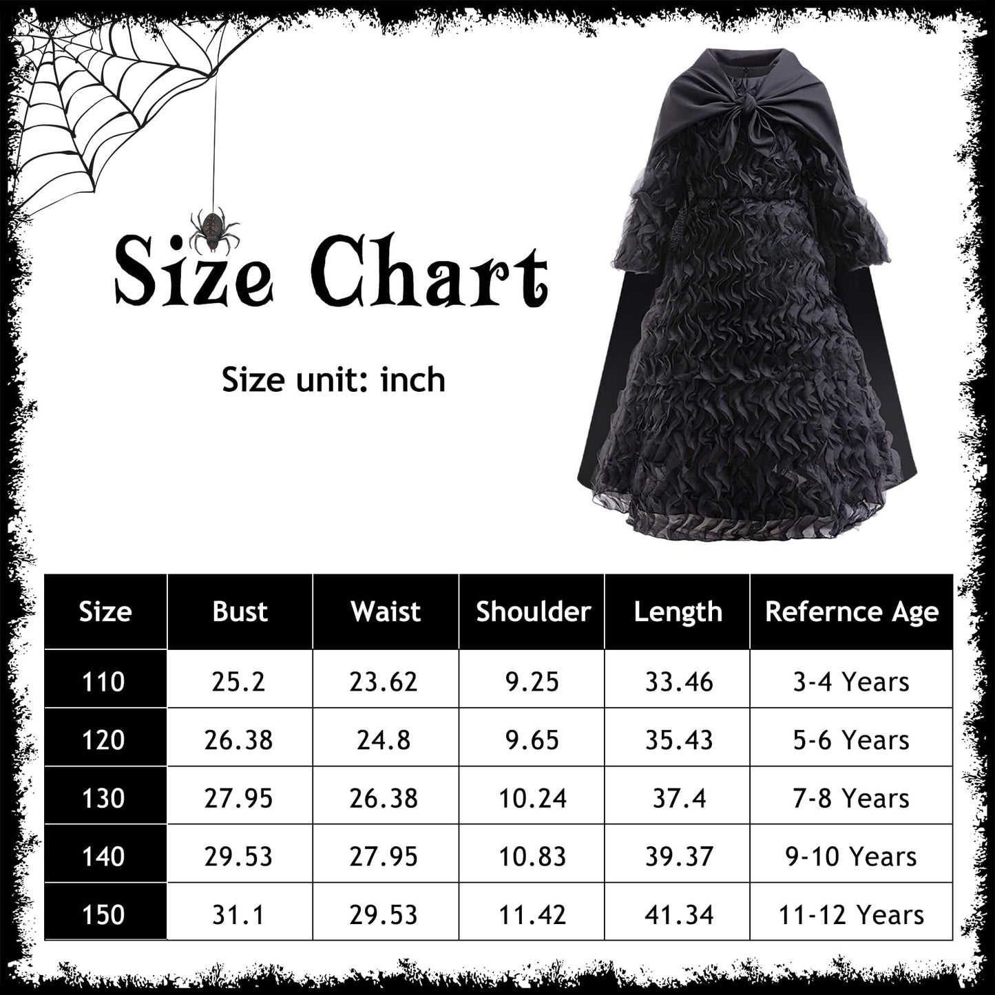 keaiyouhuo Kids Witch Costume Dress for Girls Halloween Cosplay Carnival Party Outfit With Glasses and Pointed Hat
