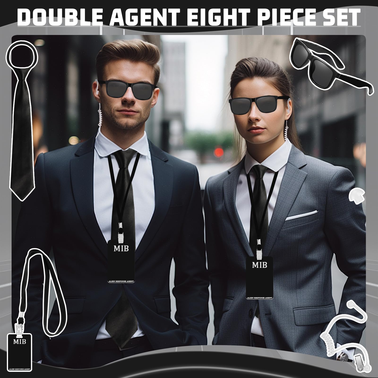Agent Costume Accessories Set - Secret Agent Dress Up Kit with Id (image 4)