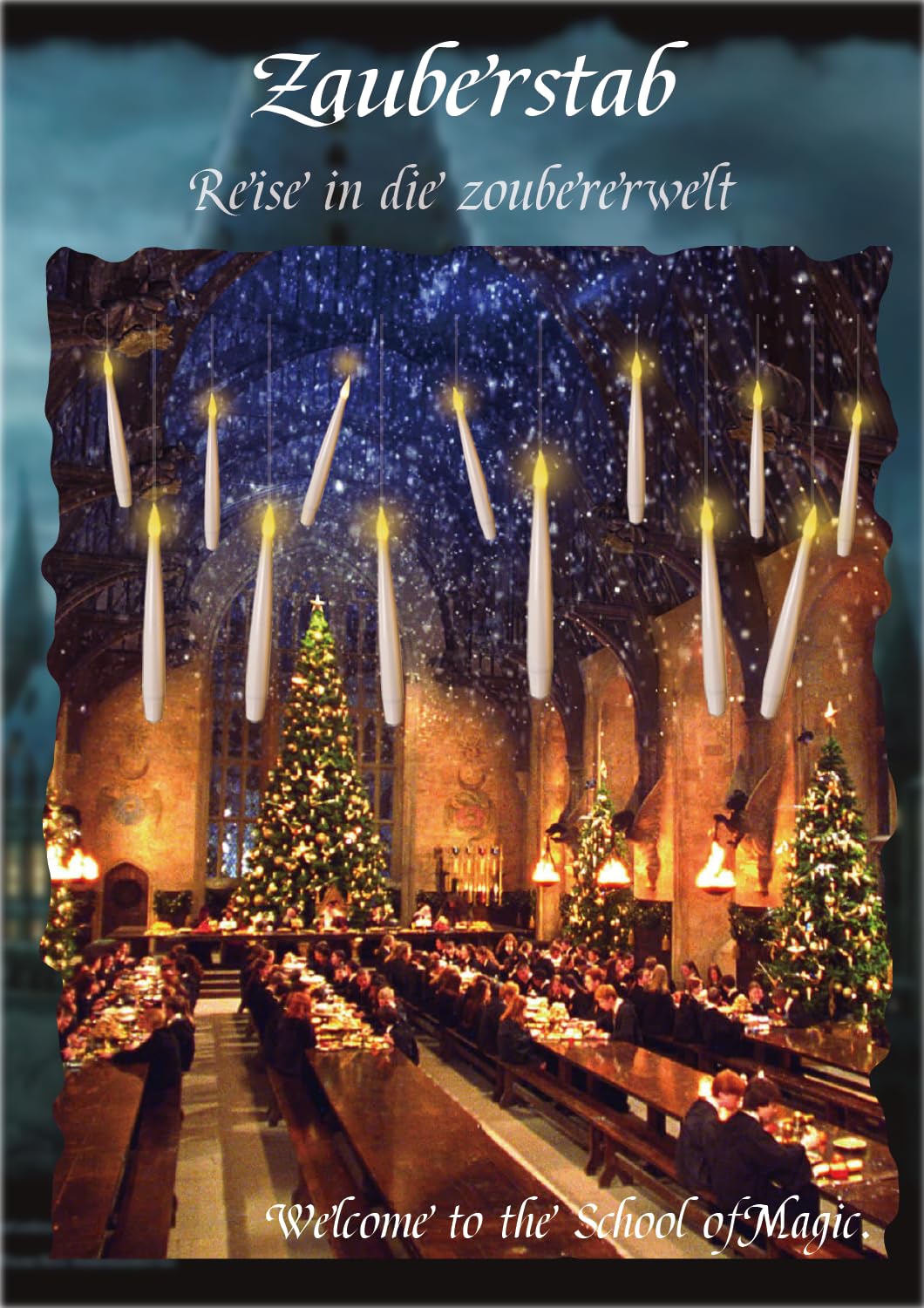 20Pk Harry Potter Floating LED Candles with Wand Remote - Flameless Flickering Taper Lights, AAA Battery Operated (Not Included) - Ideal for Christmas Halloween Party Bedroom Decor, Wizard Gifts