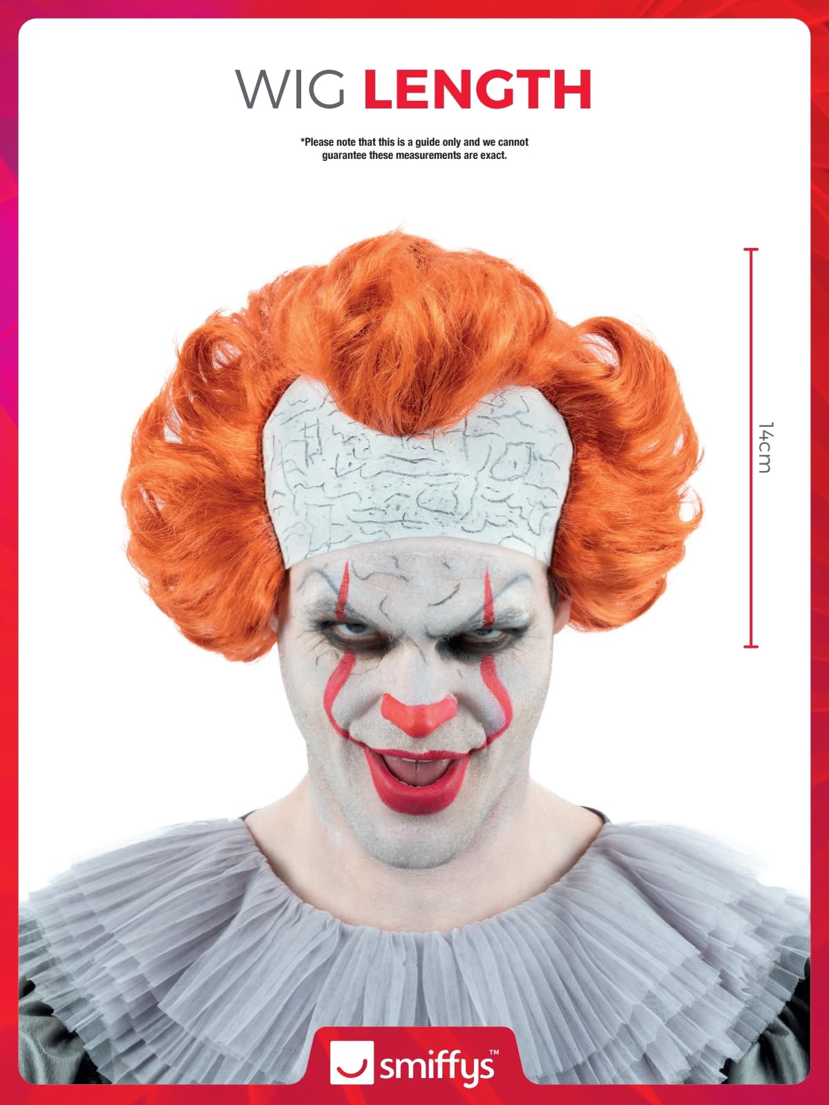 Smiffys IT Chapter Two Pennywise Wig for Adults, Latex Bald Head and Iconic Orange Wig, Officially Licensed, Ideal for Completing Matching Halloween Costume and Themed Fancy Dress