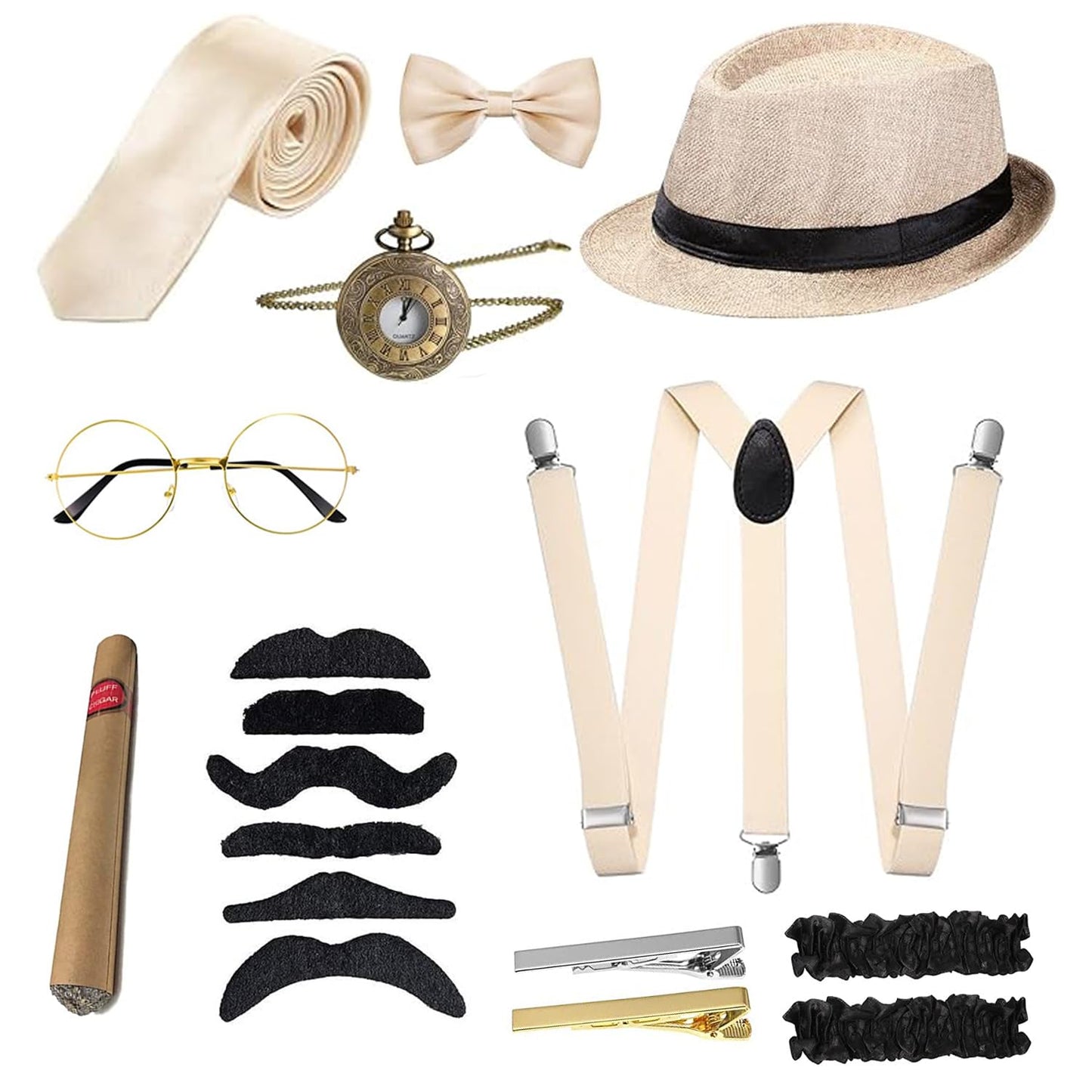 1920s Men Costume Accessories Set Gatsby Gangster Roaring Retro