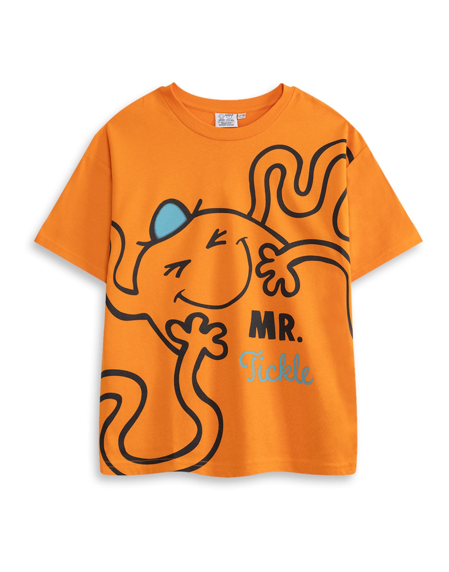 MR. MEN LITTLE MISS Boys Multi-Pack of 3 Short-Sleeved T-Shirts | Graphic Tees Featuring Mr. Tickle, Mr. Bump, & Mr. Men | Cartoon Tops in Orange & Blue Merch