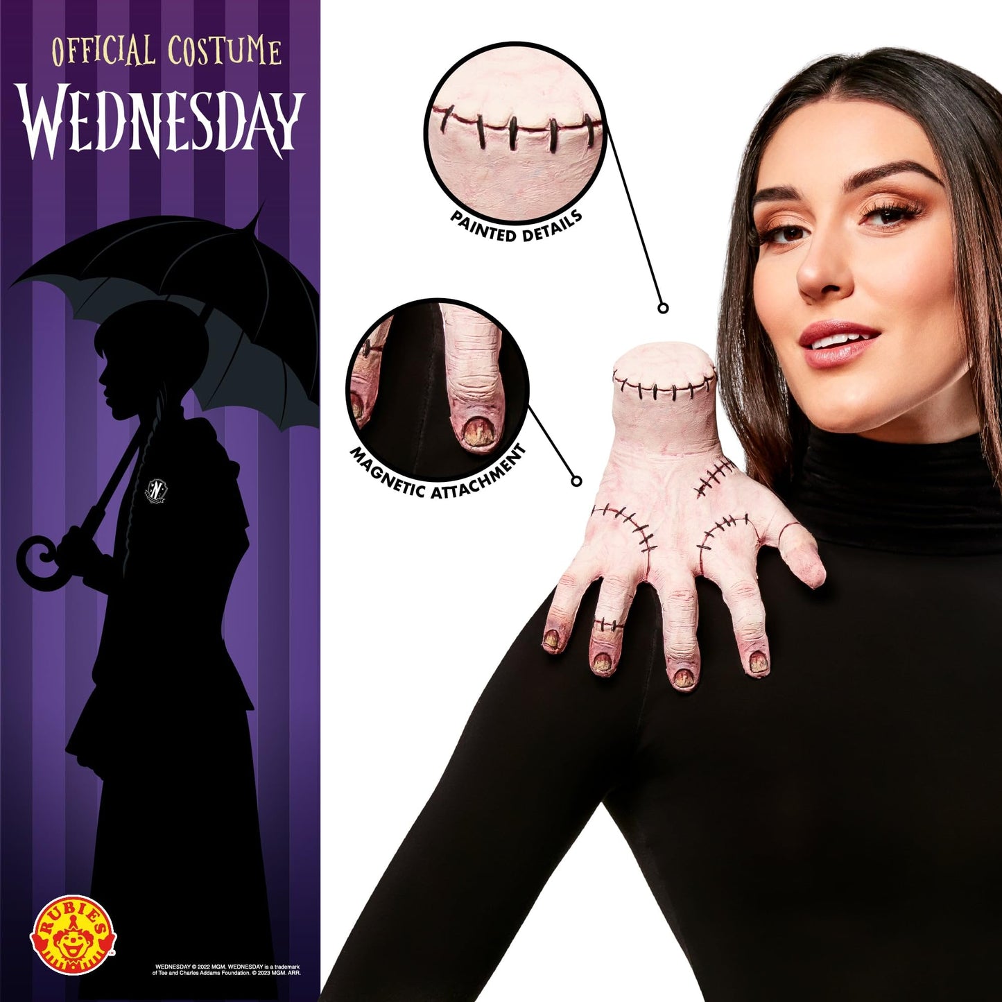 Rubies Official Addams Family Wednesday Thing Shoulder Sitter With Magnetic Attachment, Fancy Dress Accessory And Prop Halloween