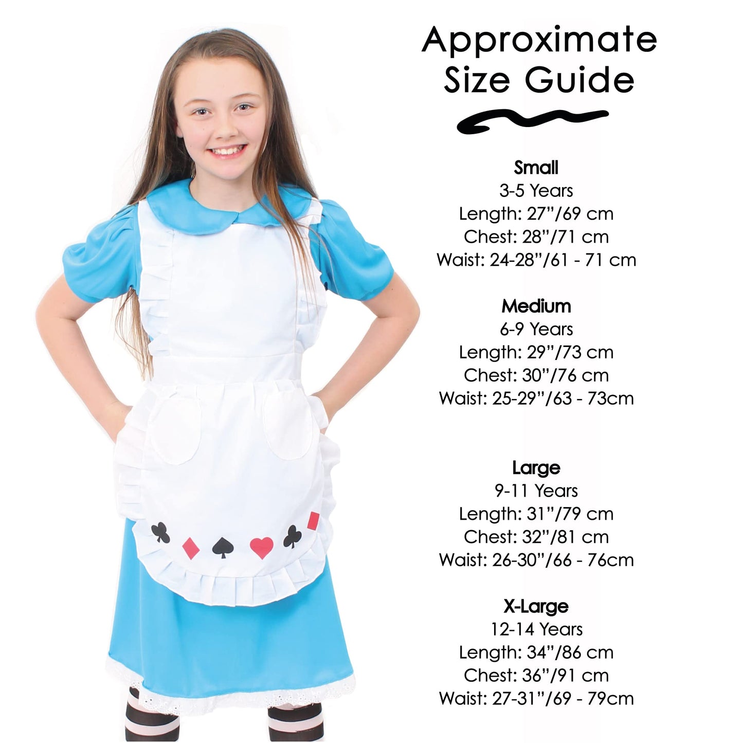 Alice’s Wonderland Dress Fancy Dress Costume for Children – Classic Storybook Outfit for Girls, Tea Party, World Book Day, Halloween and Themed Dress Up Events