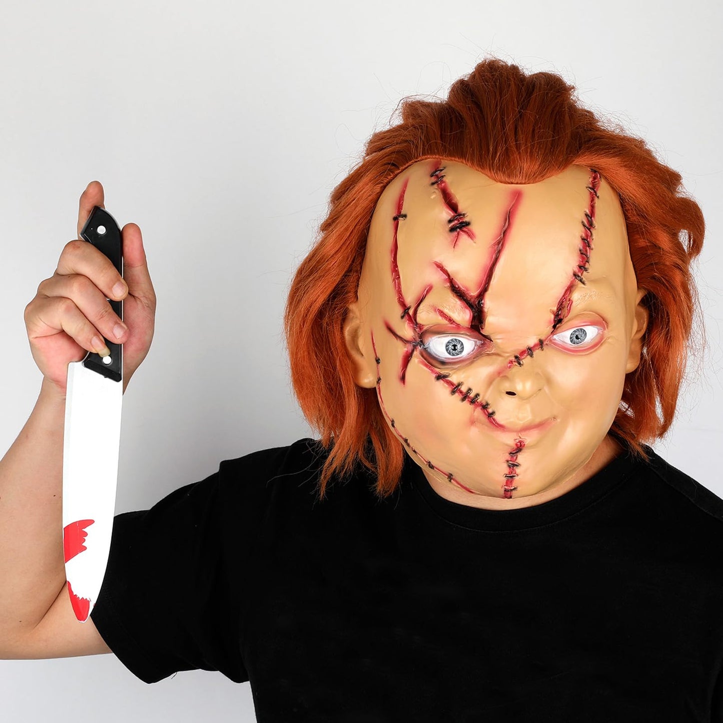 Infinity Gauntlet Chucky Mask Creepy Chucky Full Head Mask with Hair Scream Realistic Cosplay Mask Halloween Kills Mask for Adults