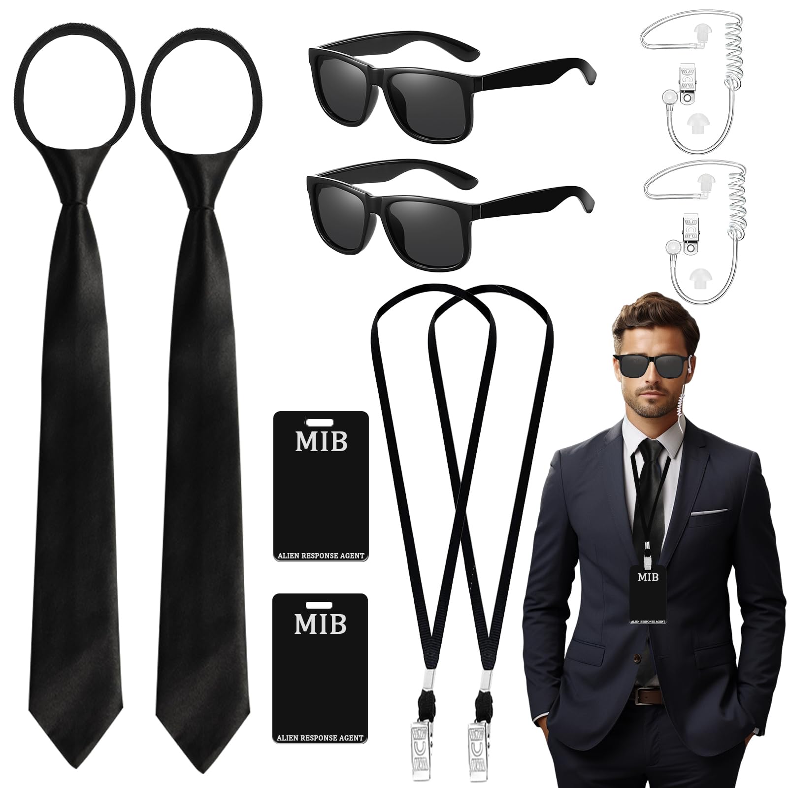 Agent Costume Accessories Set - Secret Agent Dress Up Kit with Id