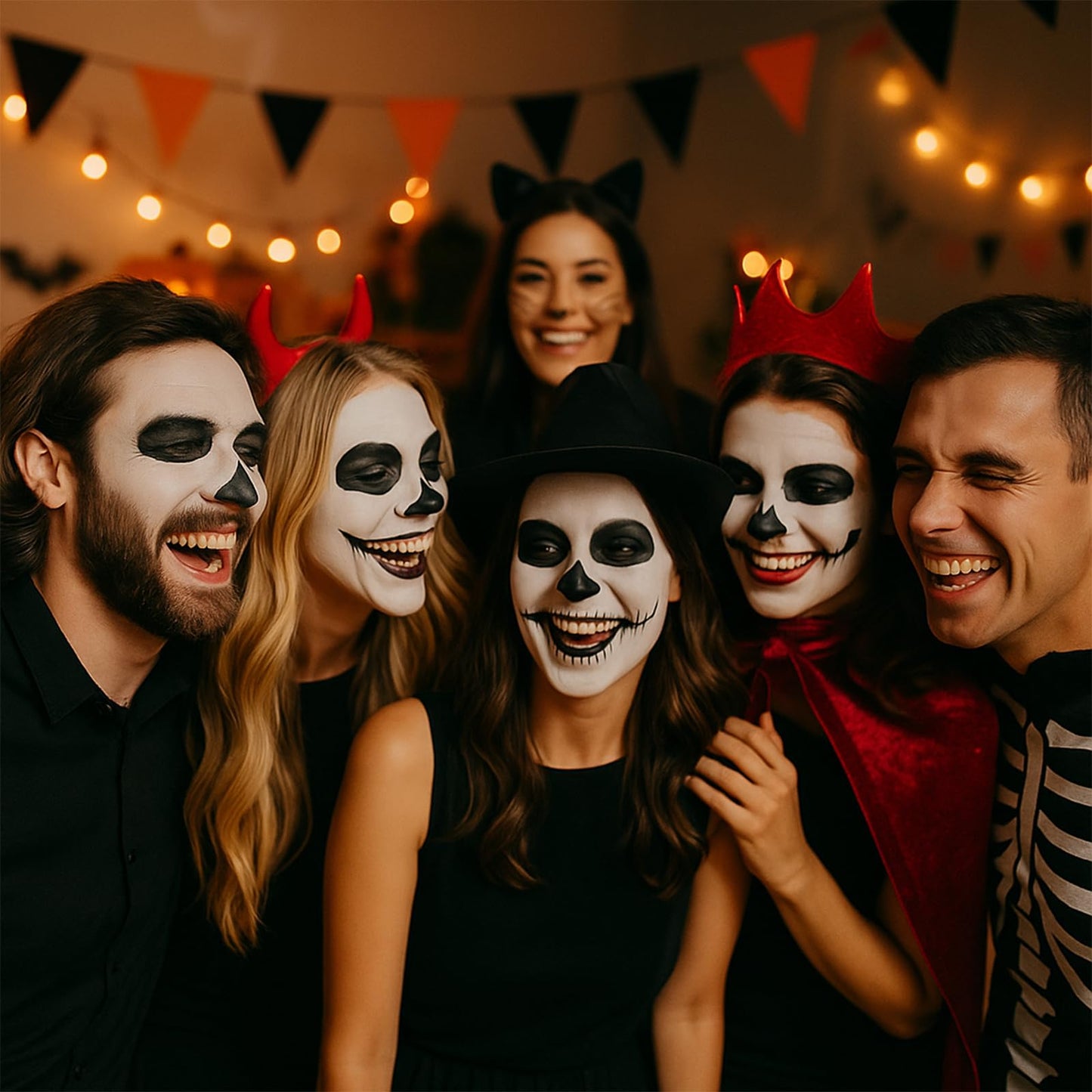 Halloween Cosplay SFX Makeup Black + White Face Body Paint – Black + White Face Body Paint Set for Adults, Non Toxic White Face Paint Kit, Full Coverage, Easy to Apply & Washable