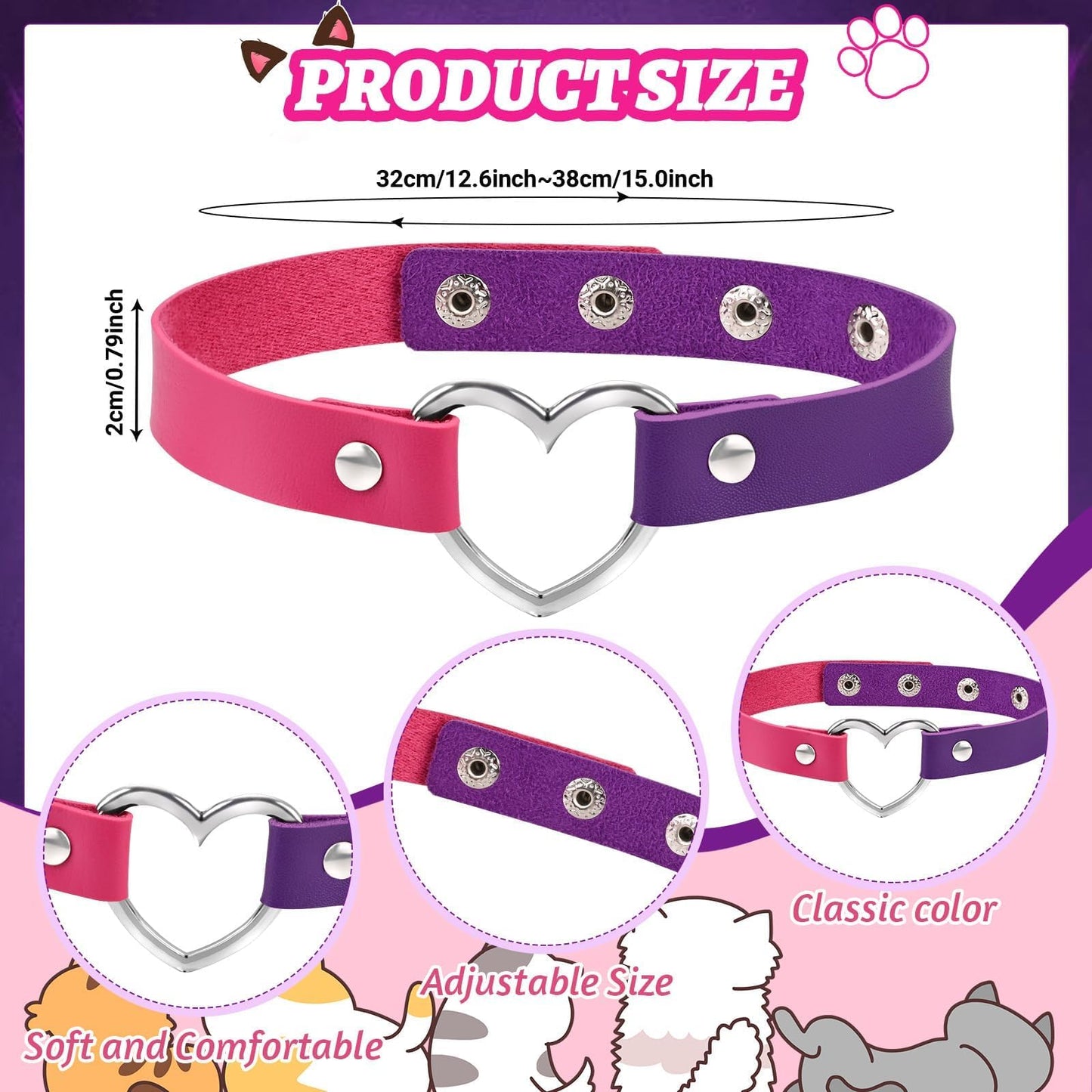 Pink Purple Striped Cat Costume Include Cat Ears Headband - Furry