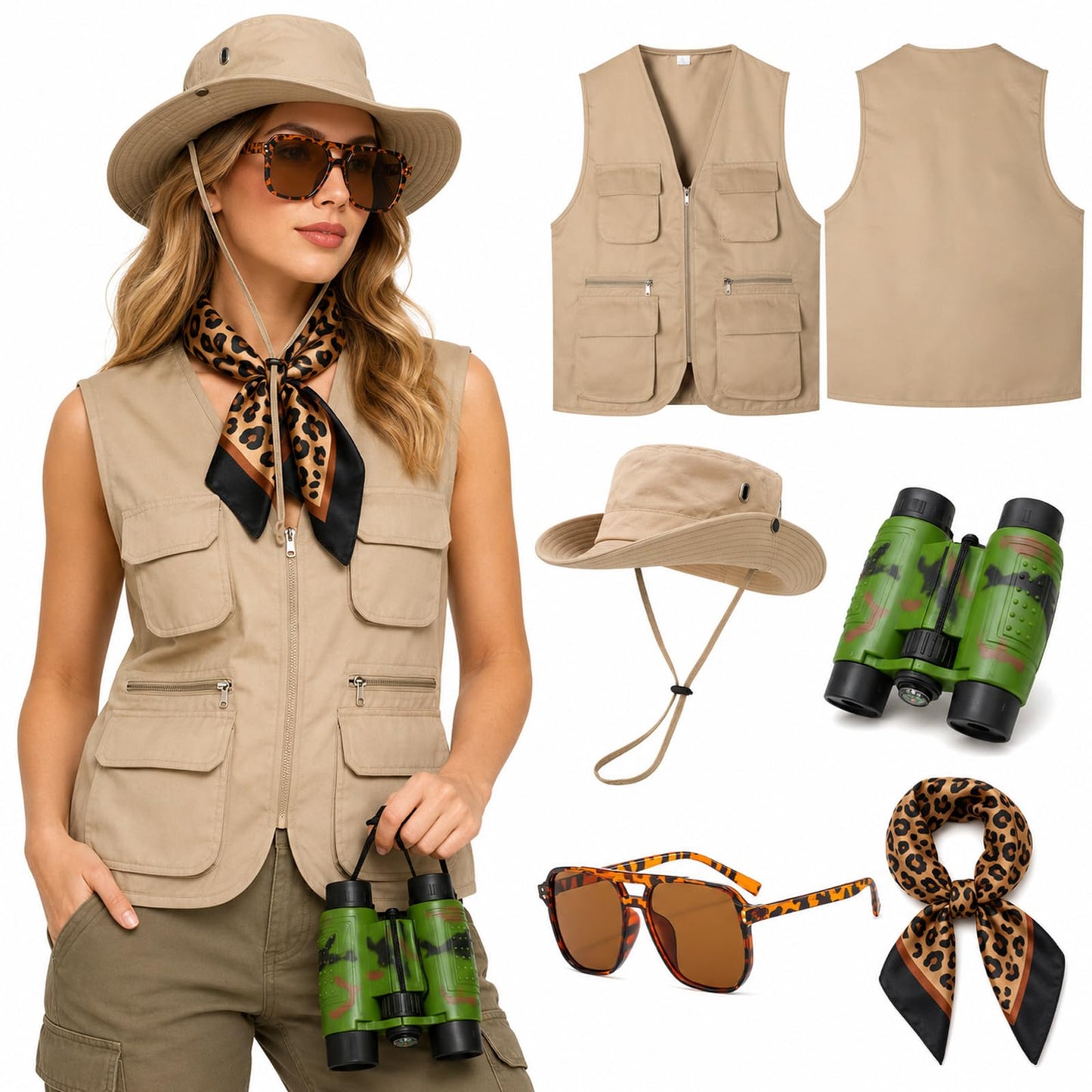 Safari Costume Set Safari Vest Outfit Adults with Safaris Hat