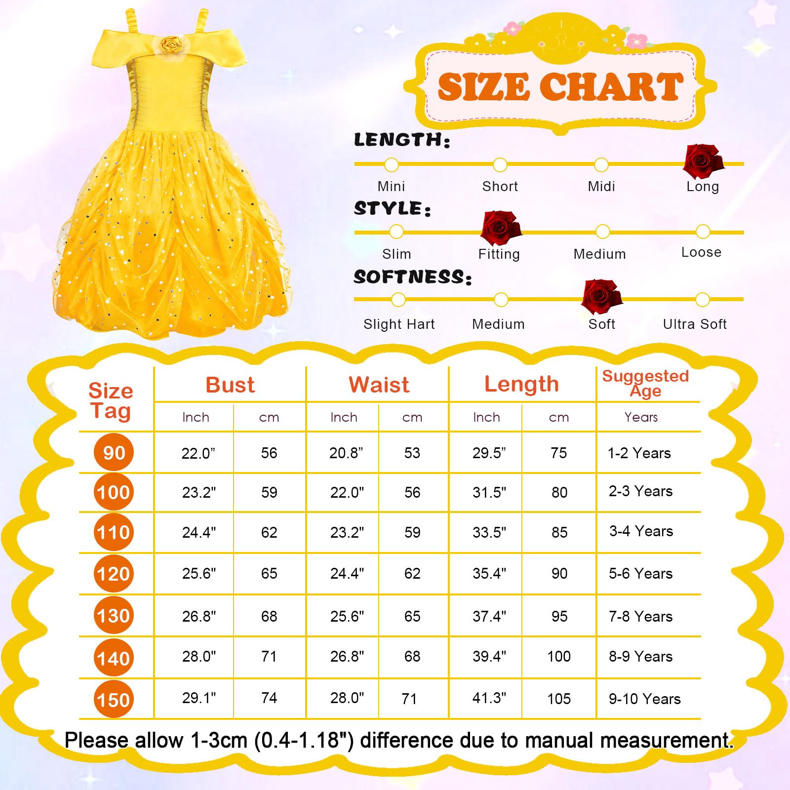 Princess Costumes Dress Up for Girls Costume Fancy Dress Kids (image 6)