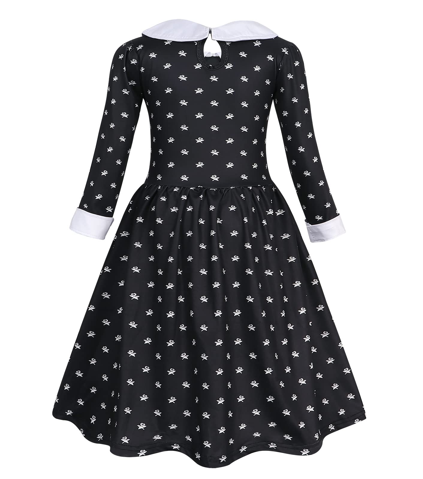 Berich Girls Black Dress with Socks Black Costume Cosplay Halloween Costumes for Kids Princess Role Play World Book Day Outfit Kids Gothic School Fancy Dress 5-6 Years, Size 130