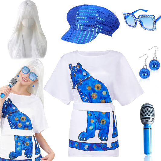 ABBA Costumes Accessories Kit for Women - 70s Disco Fancy Dress Kit