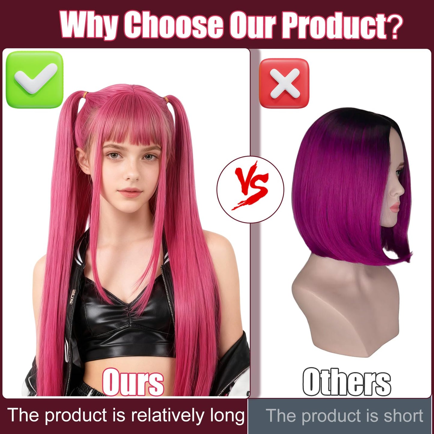 M-irass Wig - Rose Red Wig - Long Braided Wig - Braiding Hair