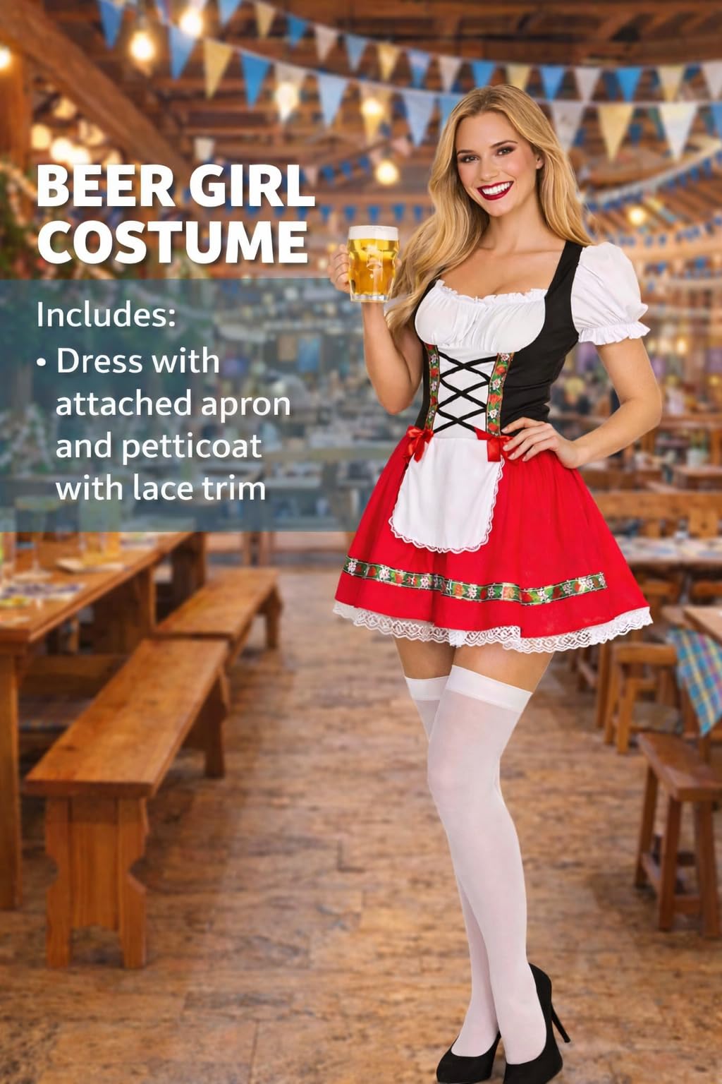 Wicked Costumes Womens Oktoberfest Dirndl Fancy Dress Costume – German Beer Festival Bavarian Outfit - Large (UK 18-20)