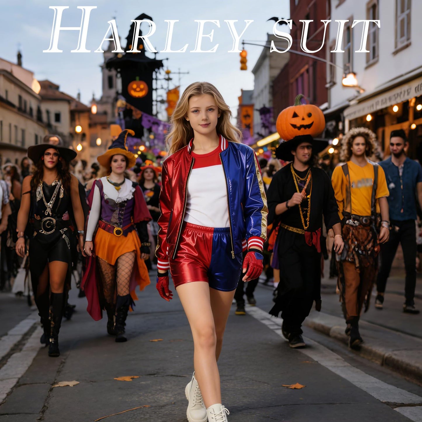 KAZGVN Harley Costume Women, Halloween Costumes, Womens Fancy Dress Costumes, This is a Complete Harley Set, Villain Costume Used for Cosplay Halloween For Use by Those Aged 15 and Above (110)