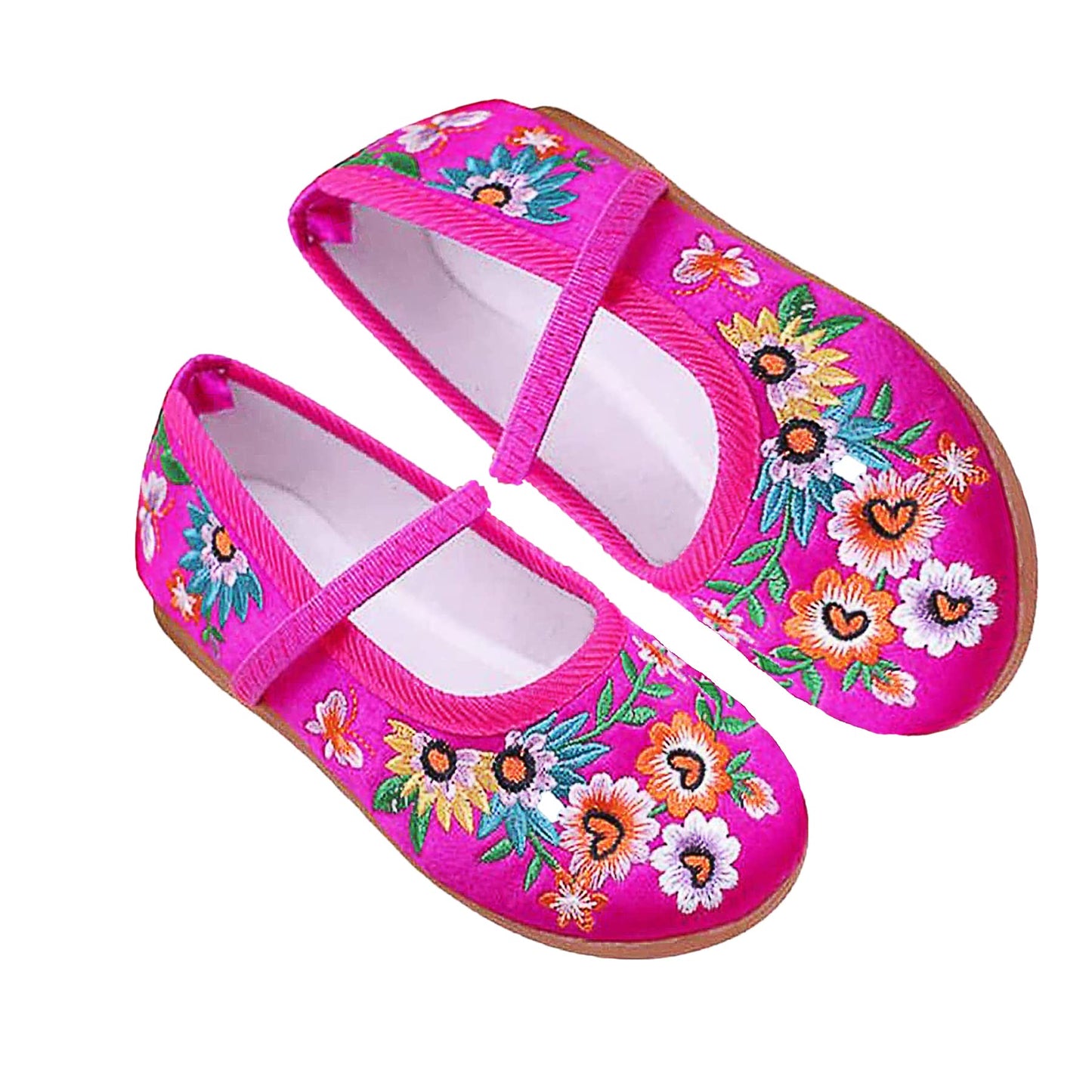 Encanto Mirabel Isabela Madrigal Shoes for Girls Halloween Cosplay Costume Dress Up Outfit Embroidery Mary-Jane Ballerina Flats Shoes Pink