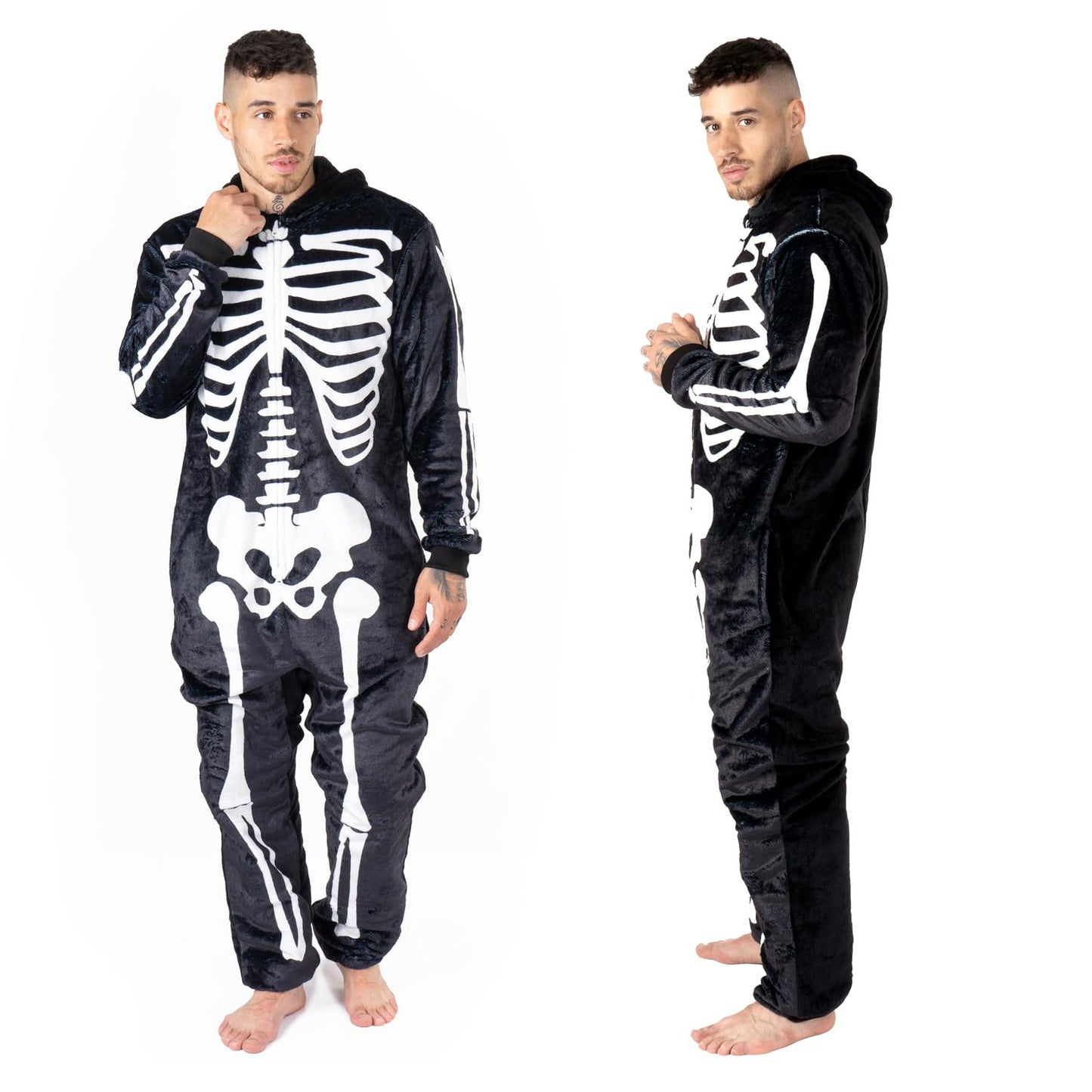Onesie Halloween Costume - Unisex Skeleton and Shark Playsuit Adult