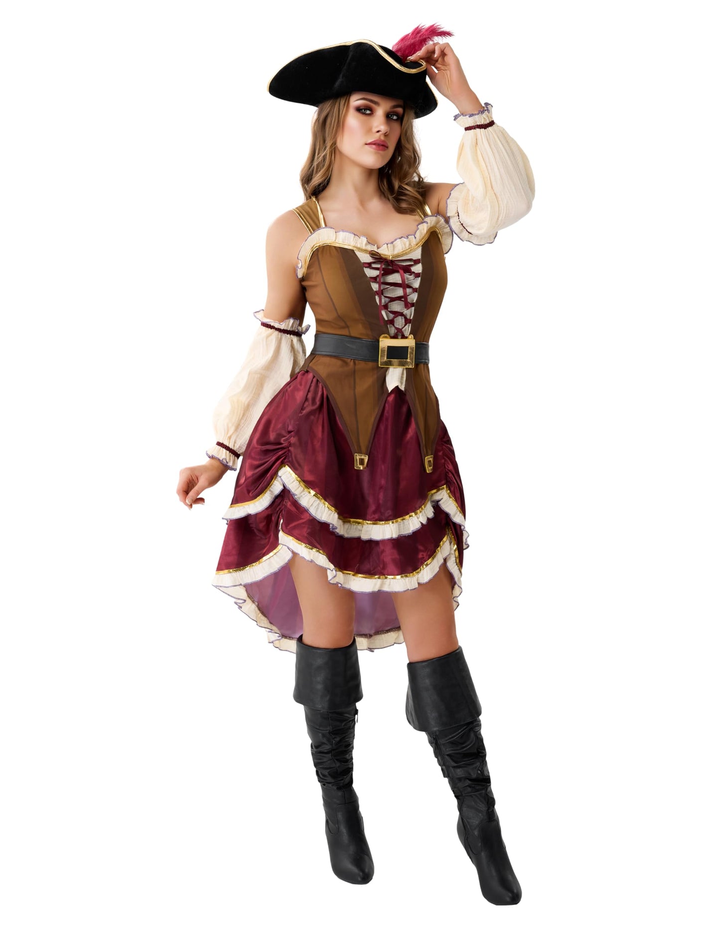 Costumes for Women - Pirate Costume Adult Women with Hat - Dress