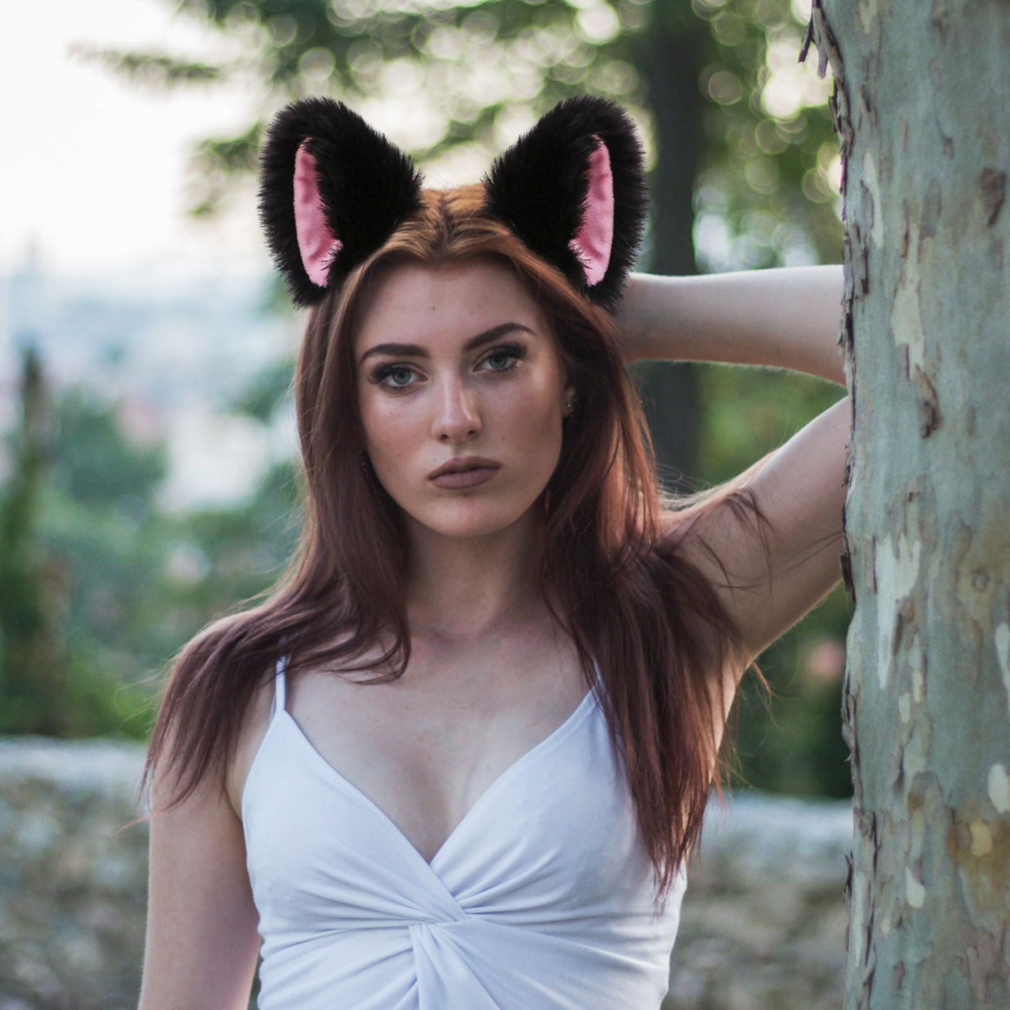 Cat Costume Fox Furry Animal Cat Ears Headband Faux Fur Fluffy Long (image 7)