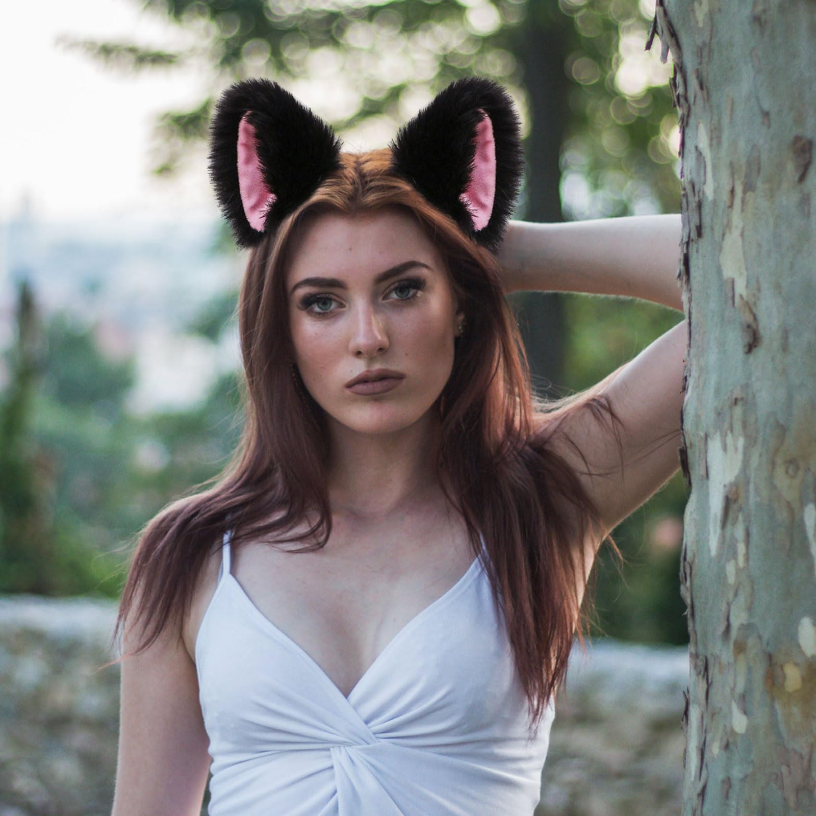Cat Costume Fox Furry Animal Cat Ears Headband Faux Fur Fluffy Long (image 7)