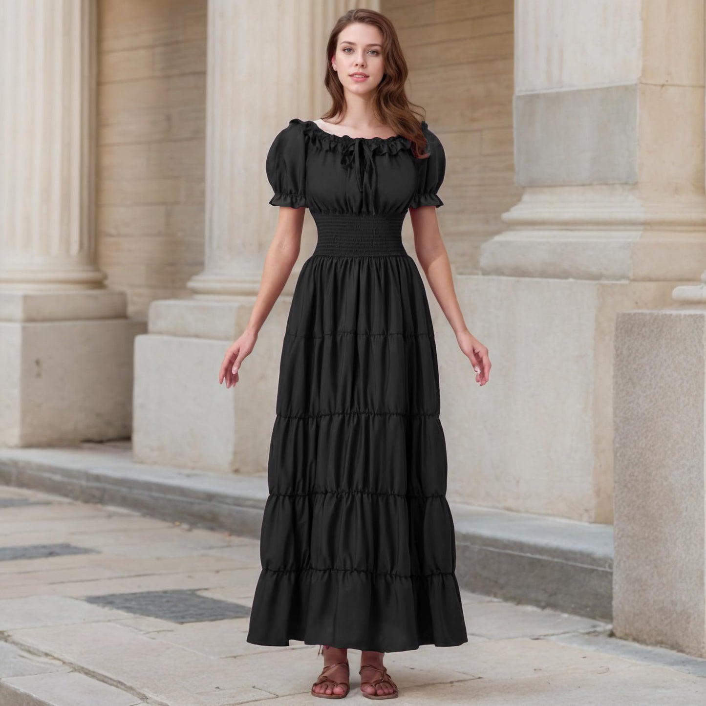 Women Renaissance Dress Pirate Peasant Wench Irish Costume Medieval Halloween Outfit