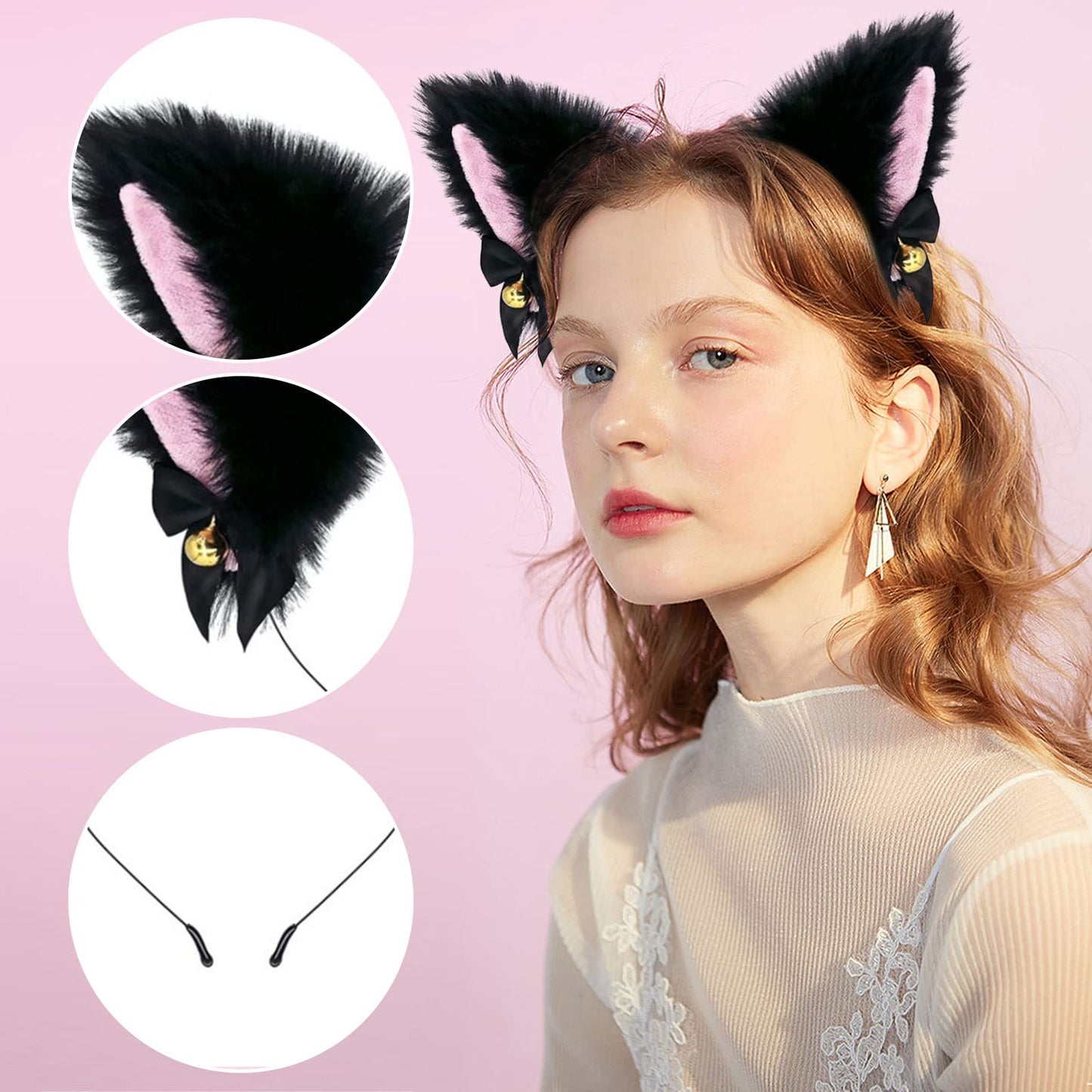 Animal Costume Cat Cosplay Costume Set Cat Ears Headband with Bells (image 3)
