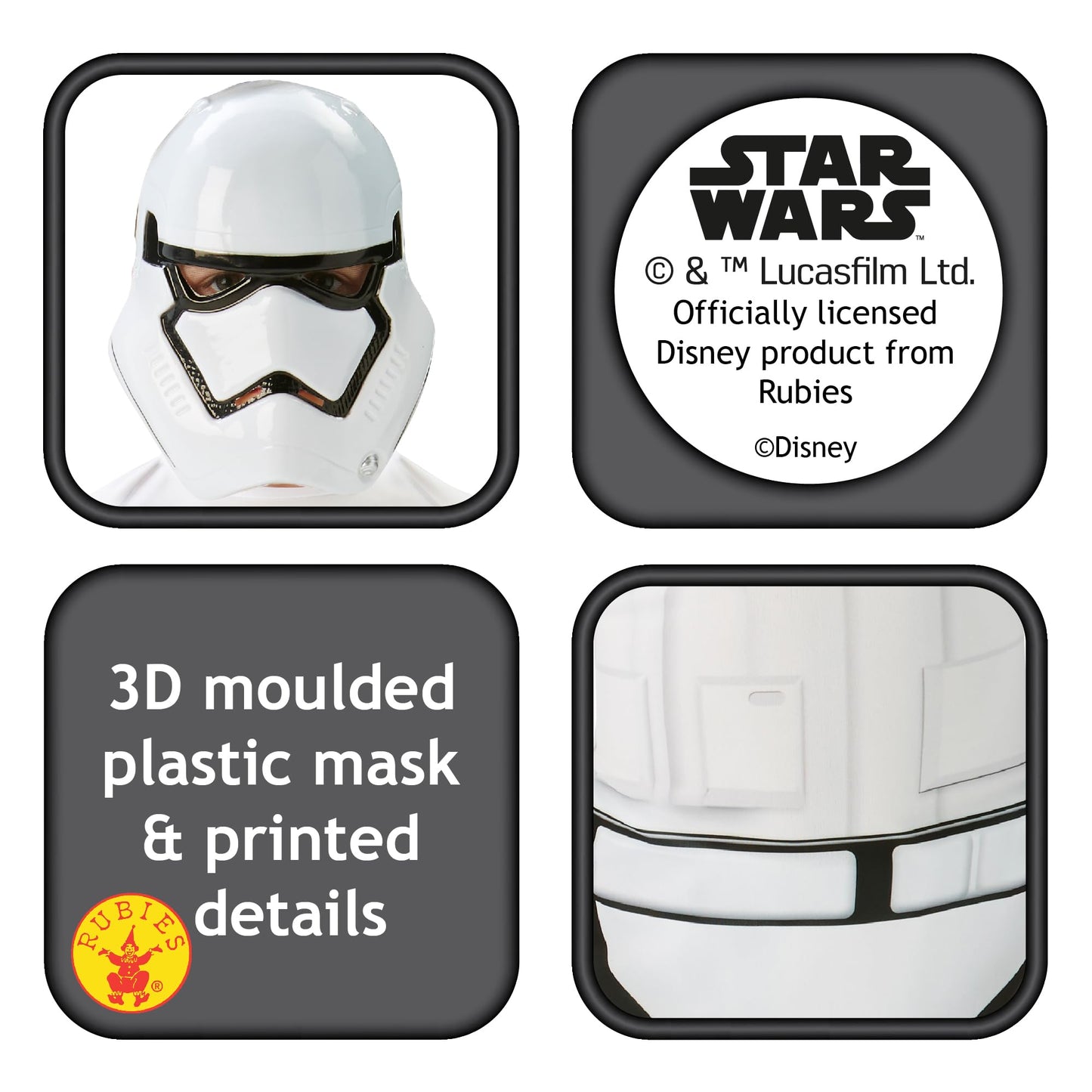 Rubies Official Stormtrooper Boys Fancy Dress Disney Star Wars The Force Awakens Kids Costume Large Ages 7-8 Halloween